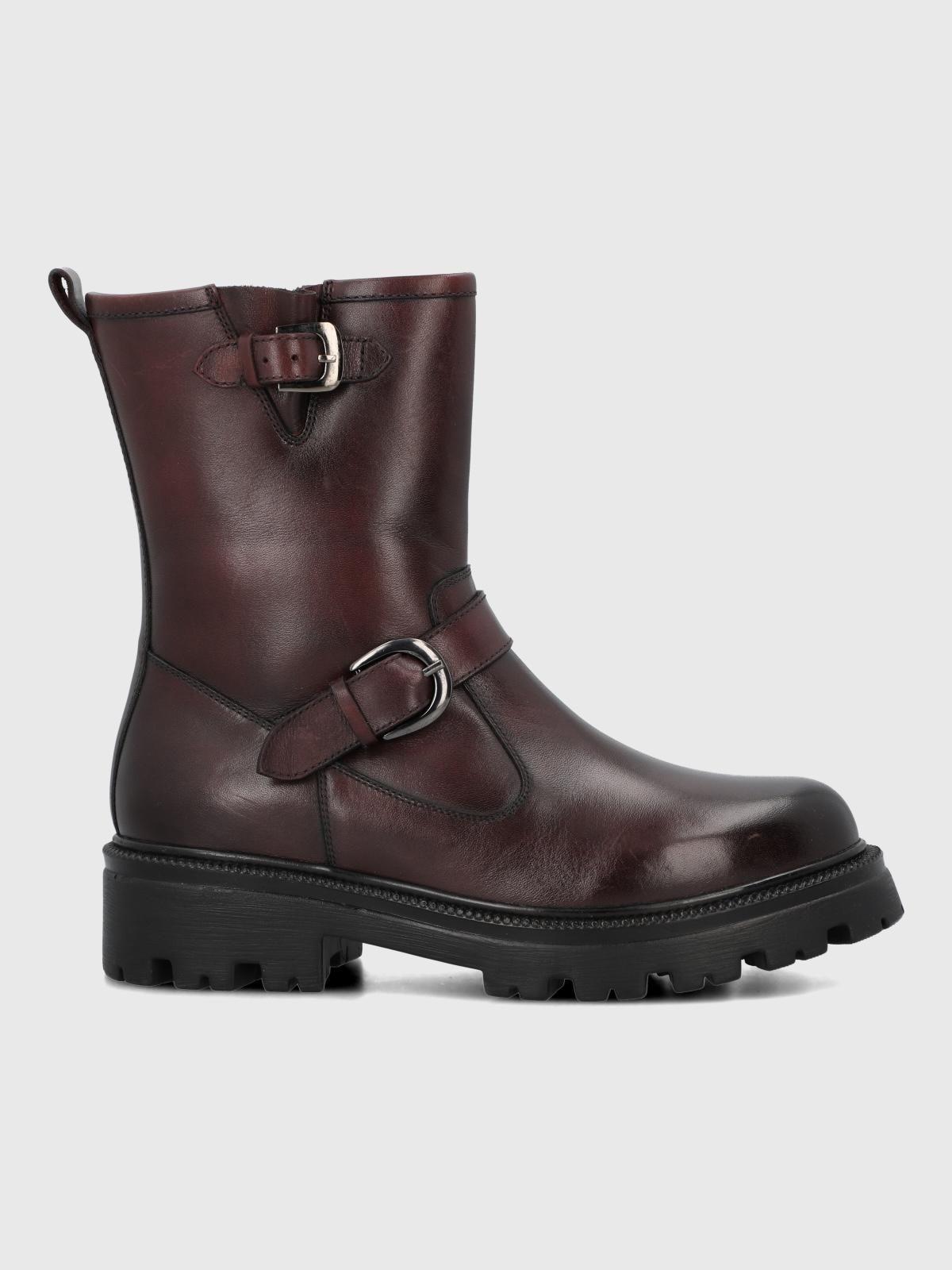 Botin Cuero Mujer Bunda Burdeo-1