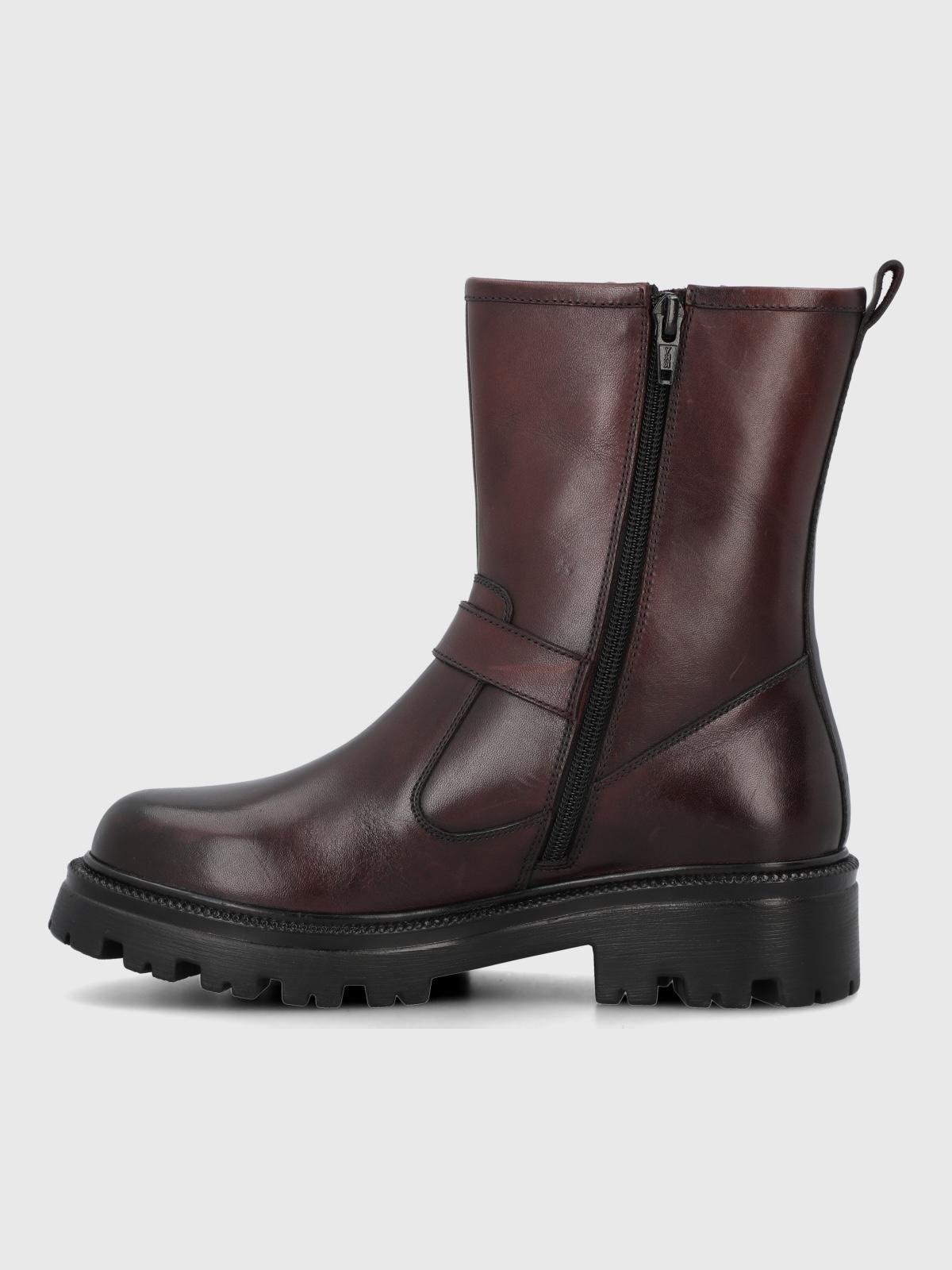 Botin Cuero Mujer Bunda Burdeo-4