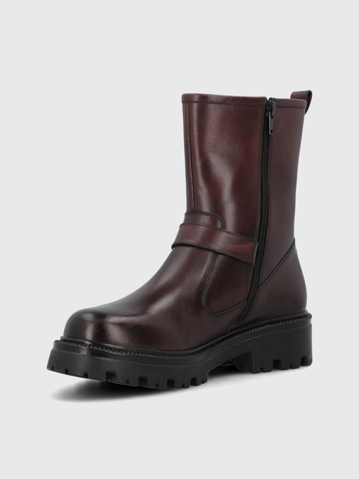 Botin Cuero Mujer Bunda Burdeo-5