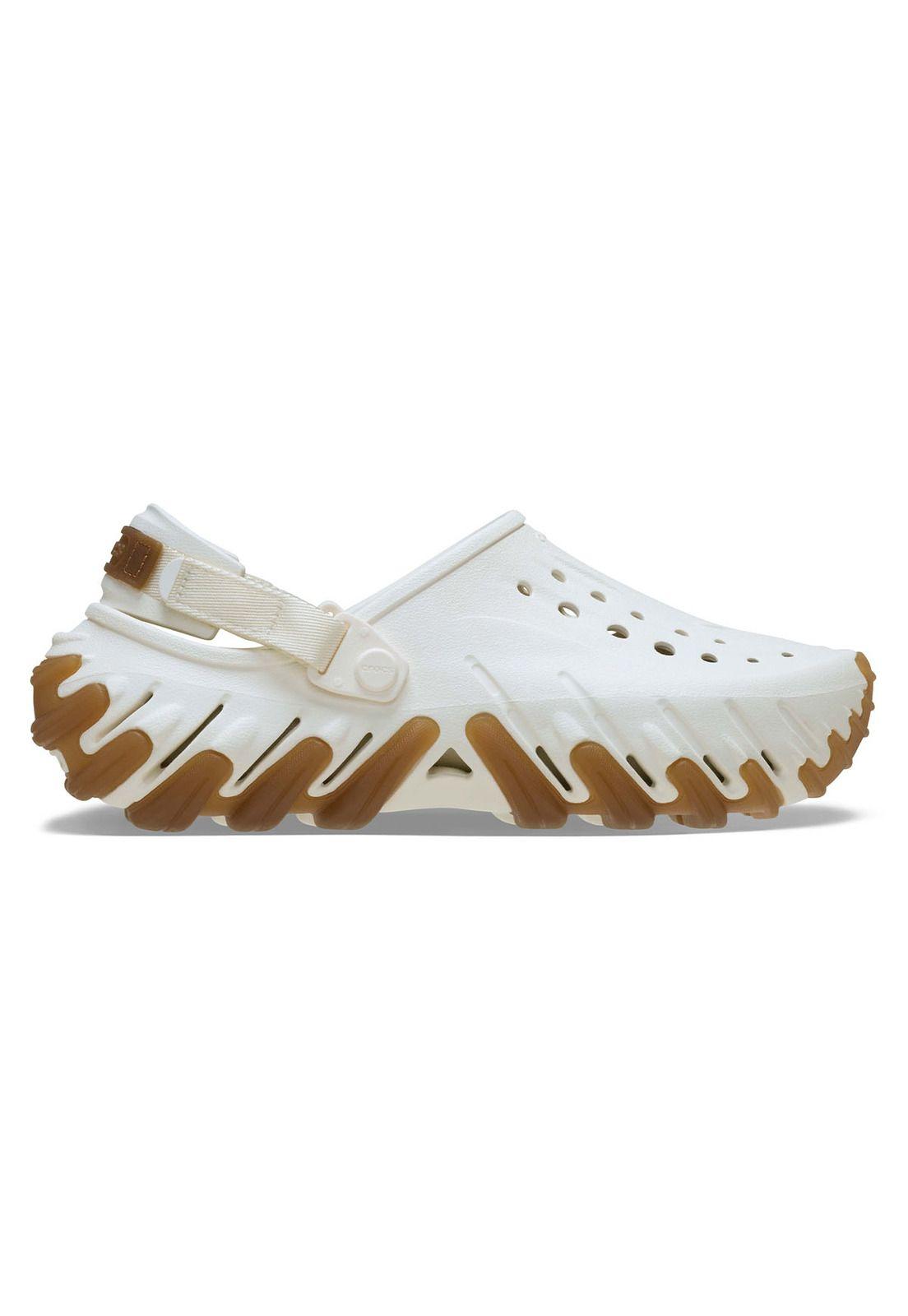 Zueco Crocs Hombre Echo Clog Blanco Con Café-0