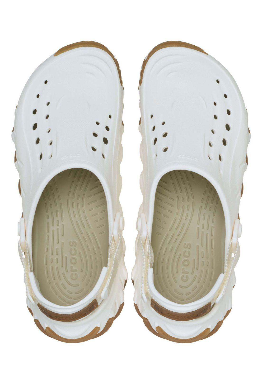 Zueco Crocs Hombre Echo Clog Blanco Con Café-4