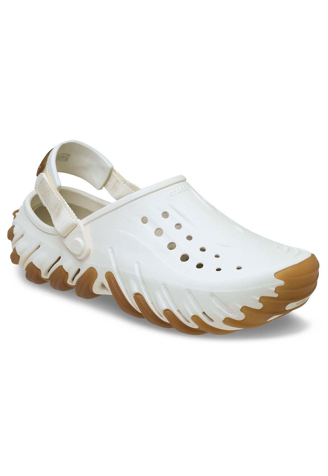 Zueco Crocs Hombre Echo Clog Blanco Con Café-6