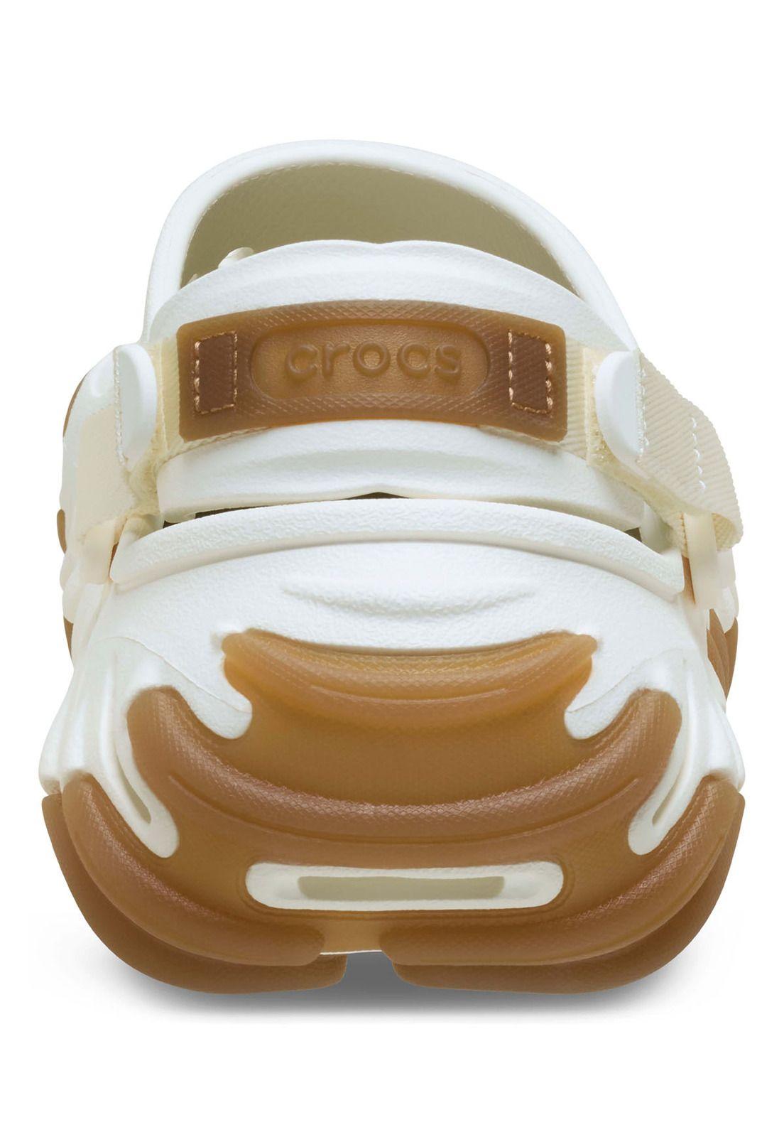 Zueco Crocs Hombre Echo Clog Blanco Con Café-7