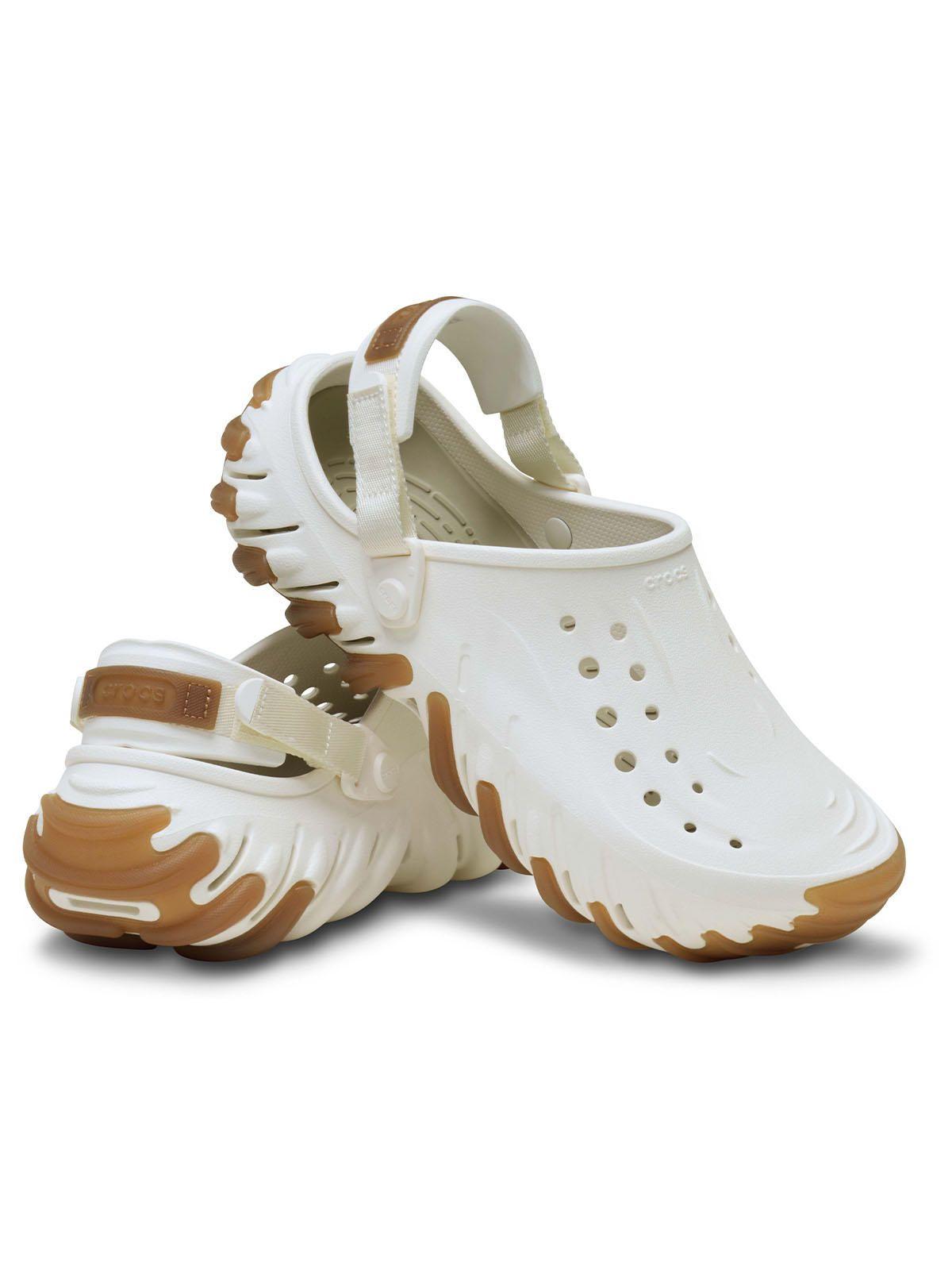 Zueco Crocs Hombre Echo Clog Blanco Con Café-3