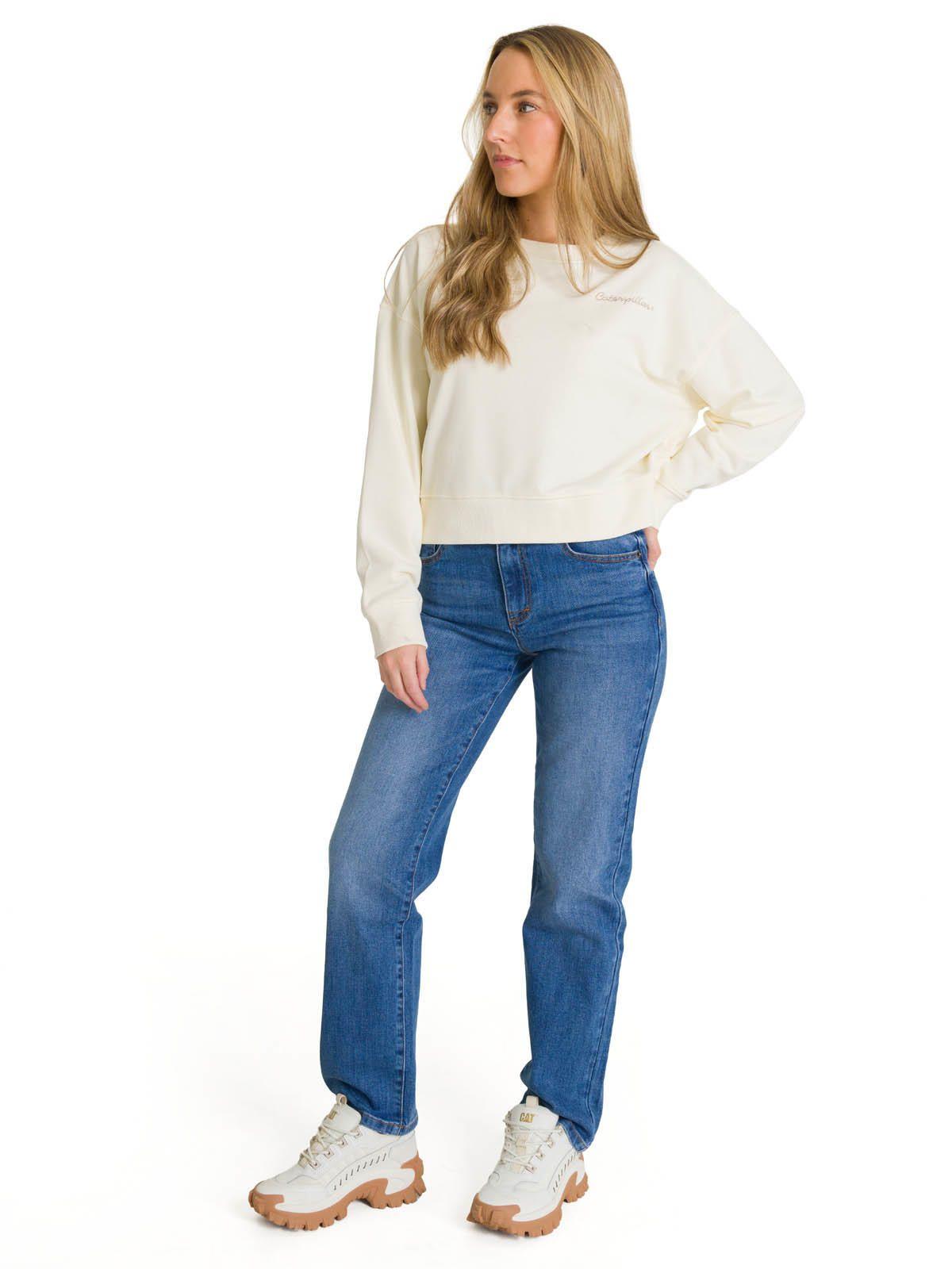 Polerón Full Zip Mujer Relaxed French Terry Blanco-6