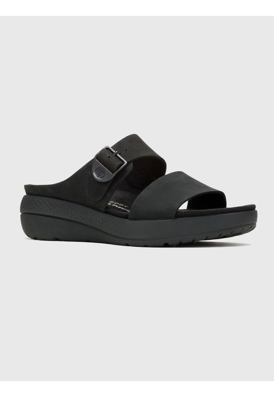 Sandalia Cuero Negro Mujer Breathe Slide -0