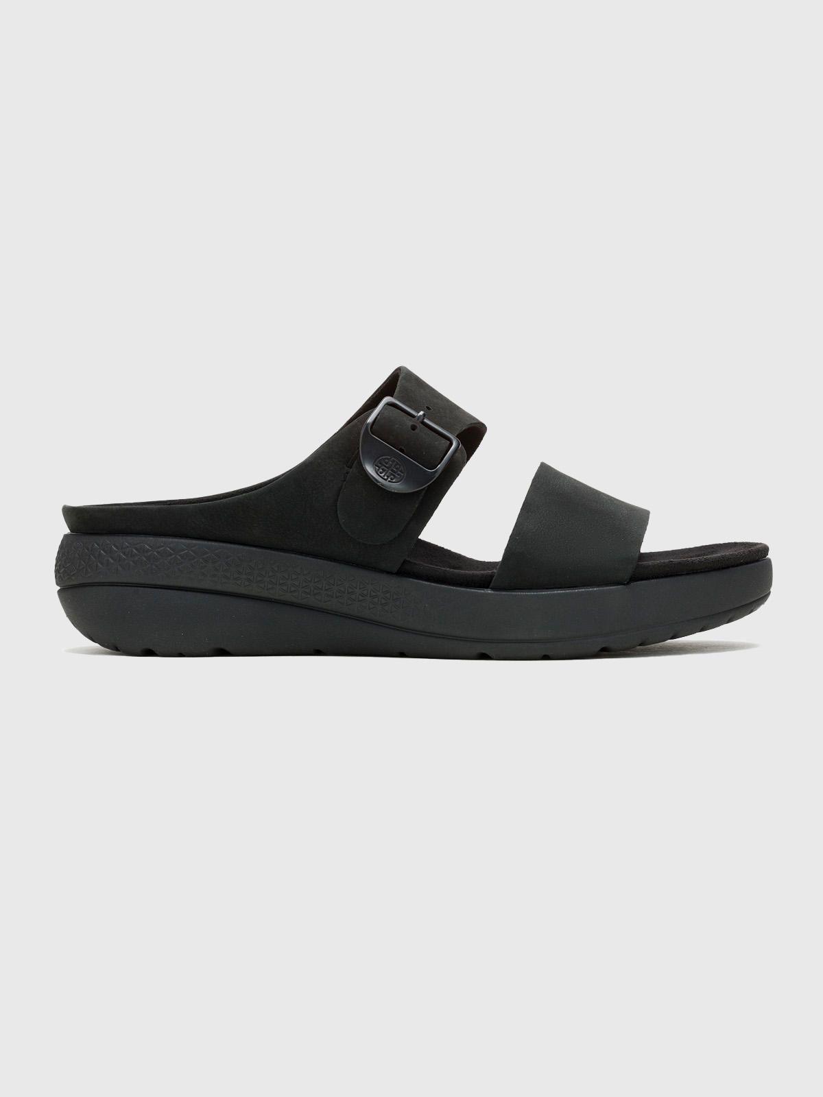 Sandalia Cuero Negro Mujer Breathe Slide -1