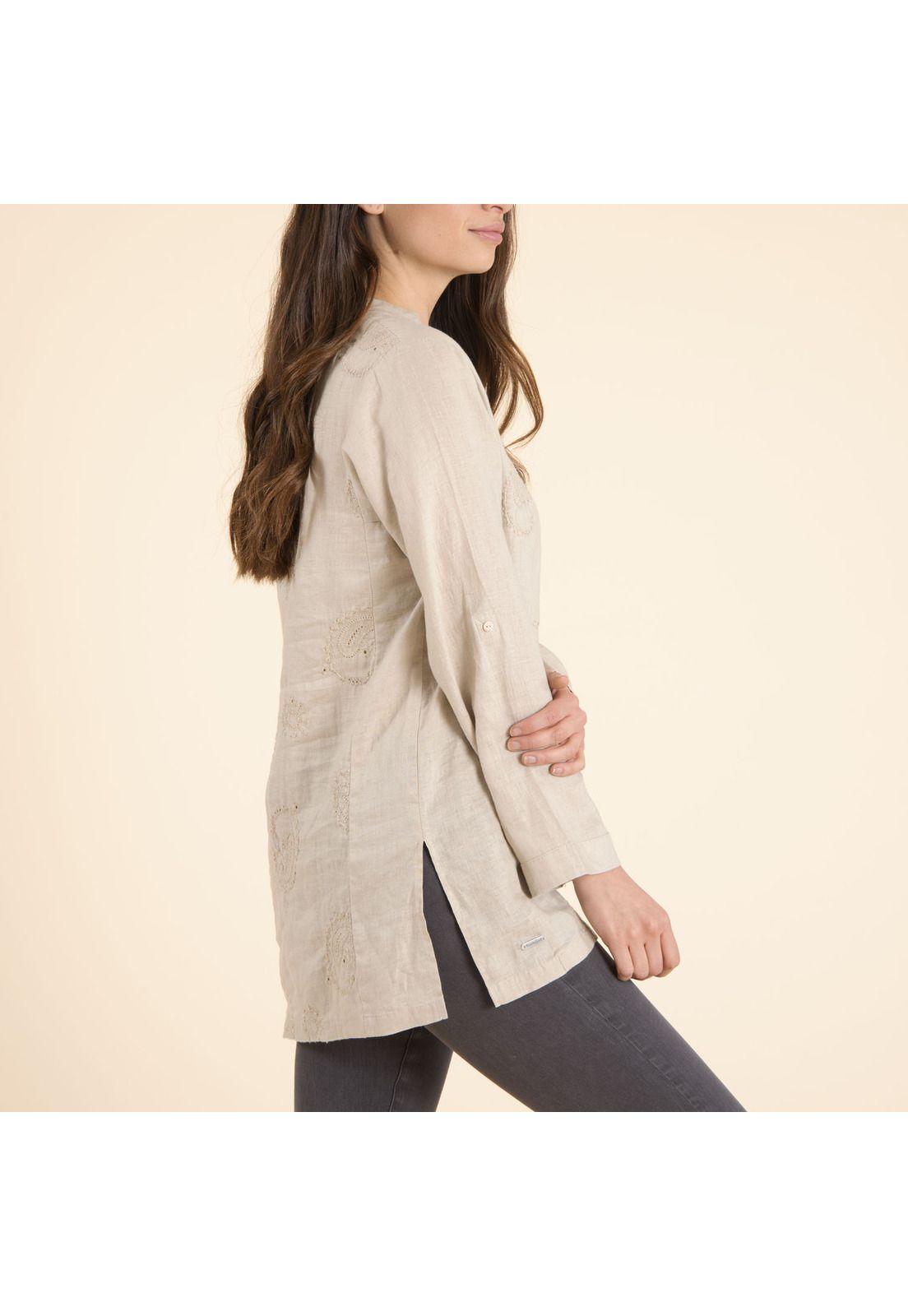 Blusa Lino Orgánico Mujer Debora Beige-2