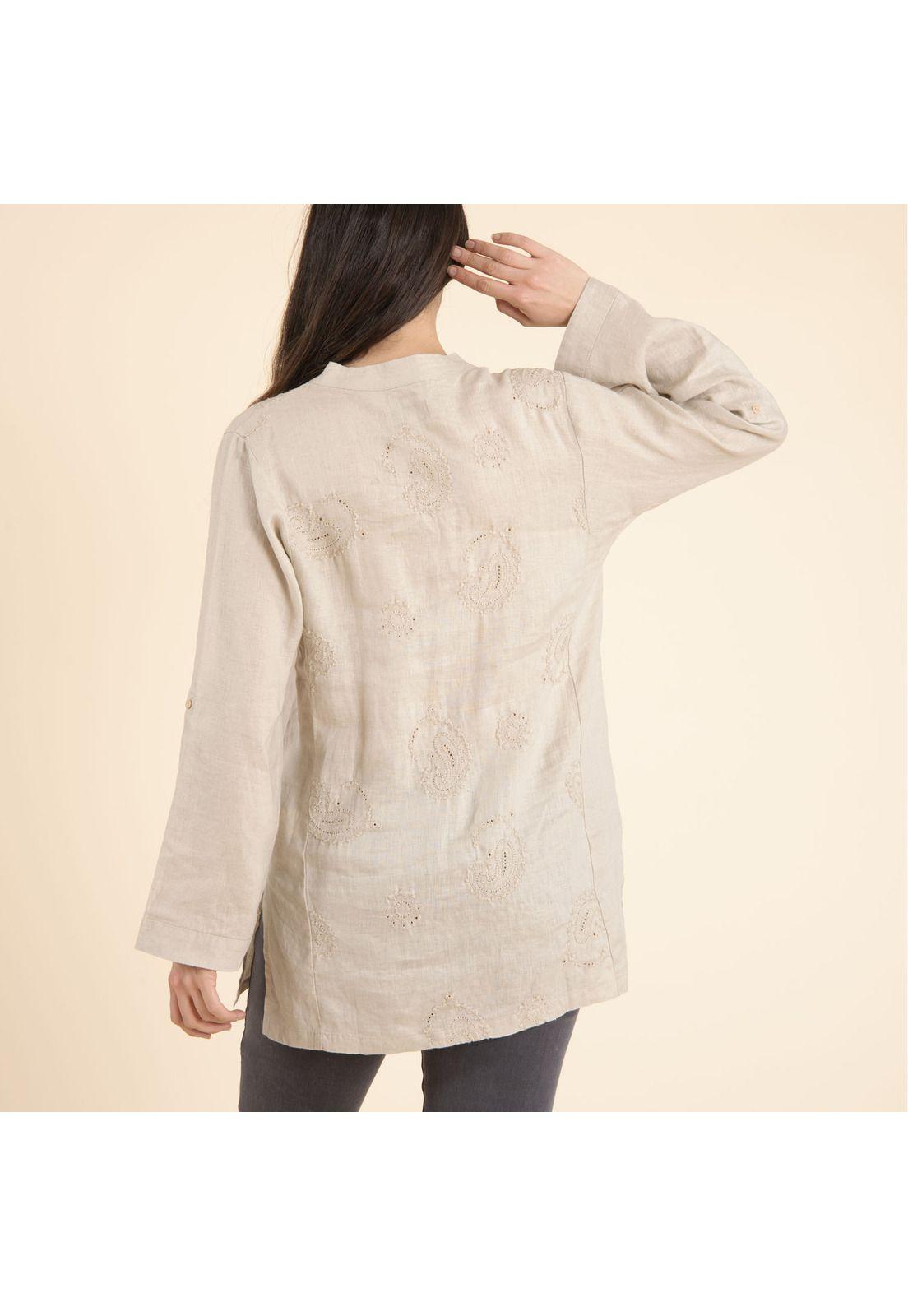 Blusa Lino Orgánico Mujer Debora Beige-3