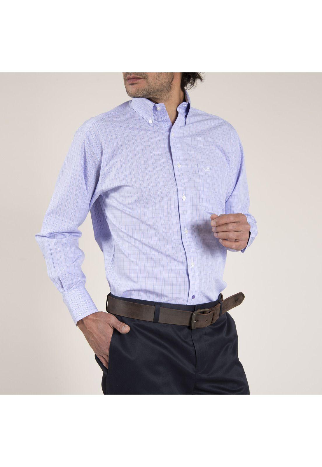 Camisa Algodón Libre de Arrugas Celeste Hombre Rockford-1