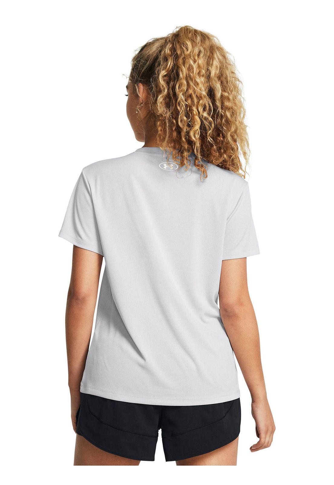 Polera Manga Corta UA Tech Mujer Gris-4