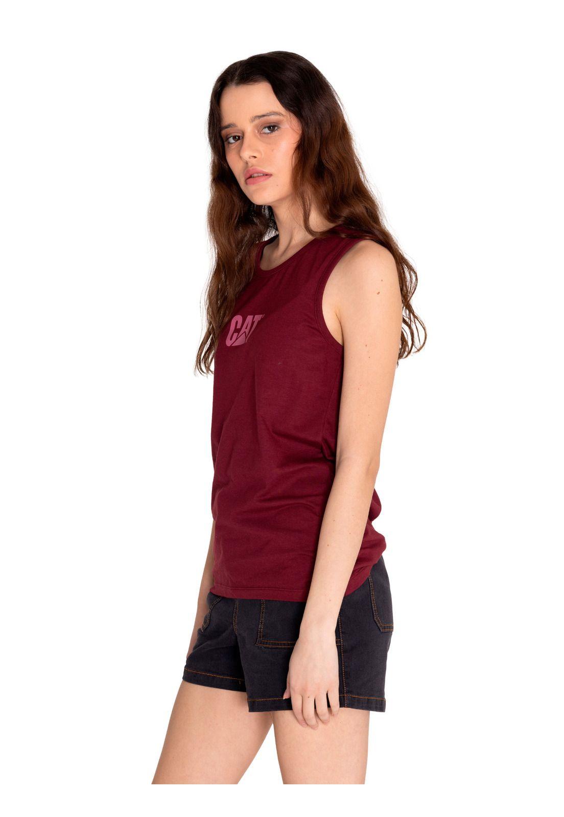 Polera Sin Manga Mujer Caterpillar LogoTank Rojo-0