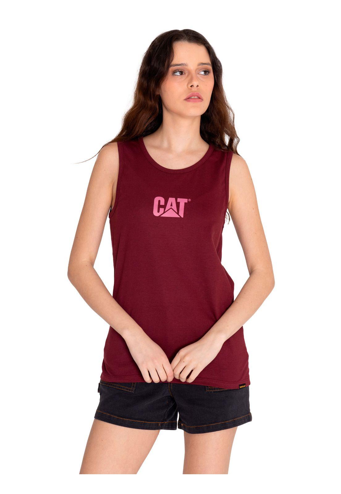 Polera Sin Manga Mujer Caterpillar LogoTank Rojo-3