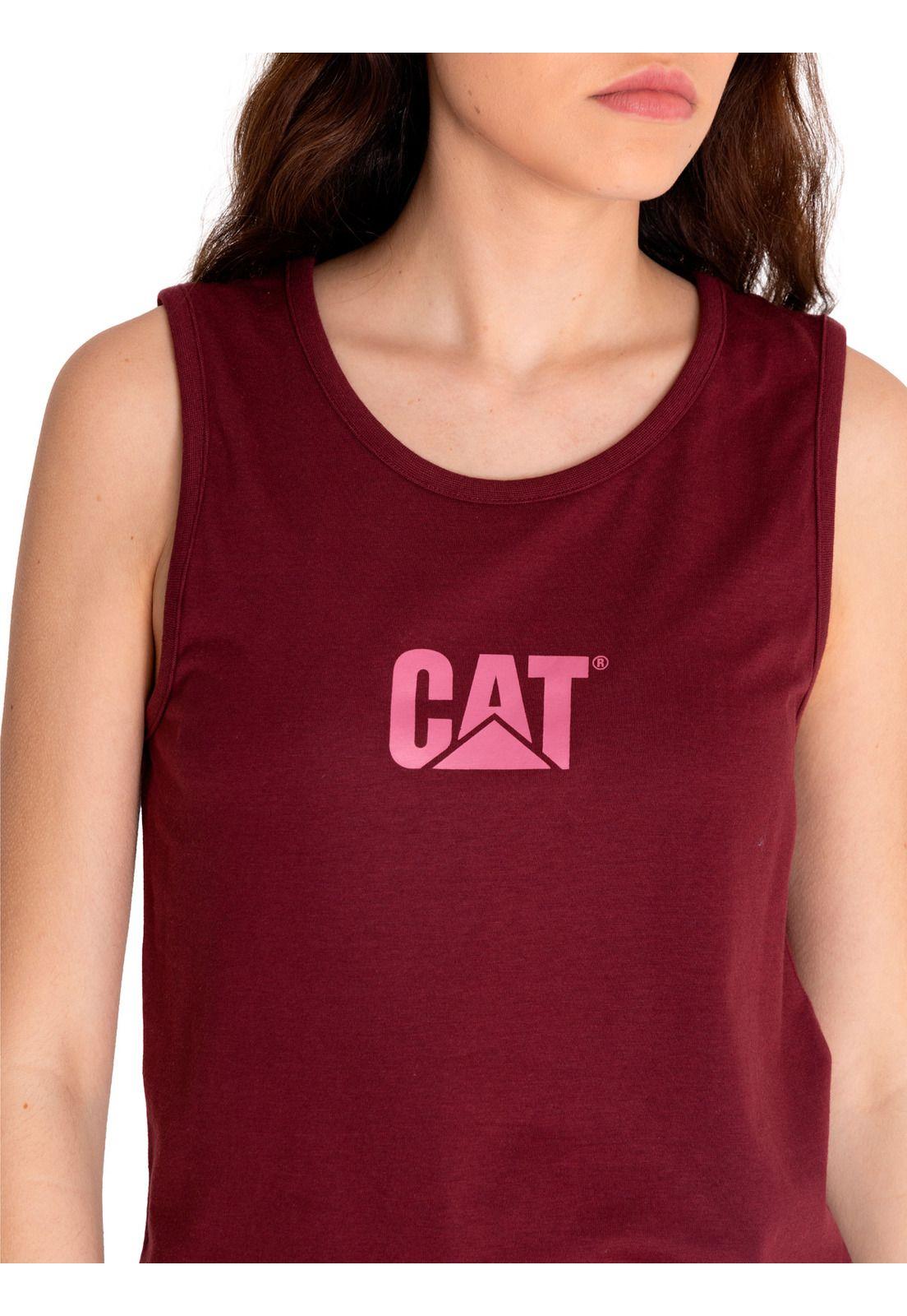 Polera Sin Manga Mujer Caterpillar LogoTank Rojo-4