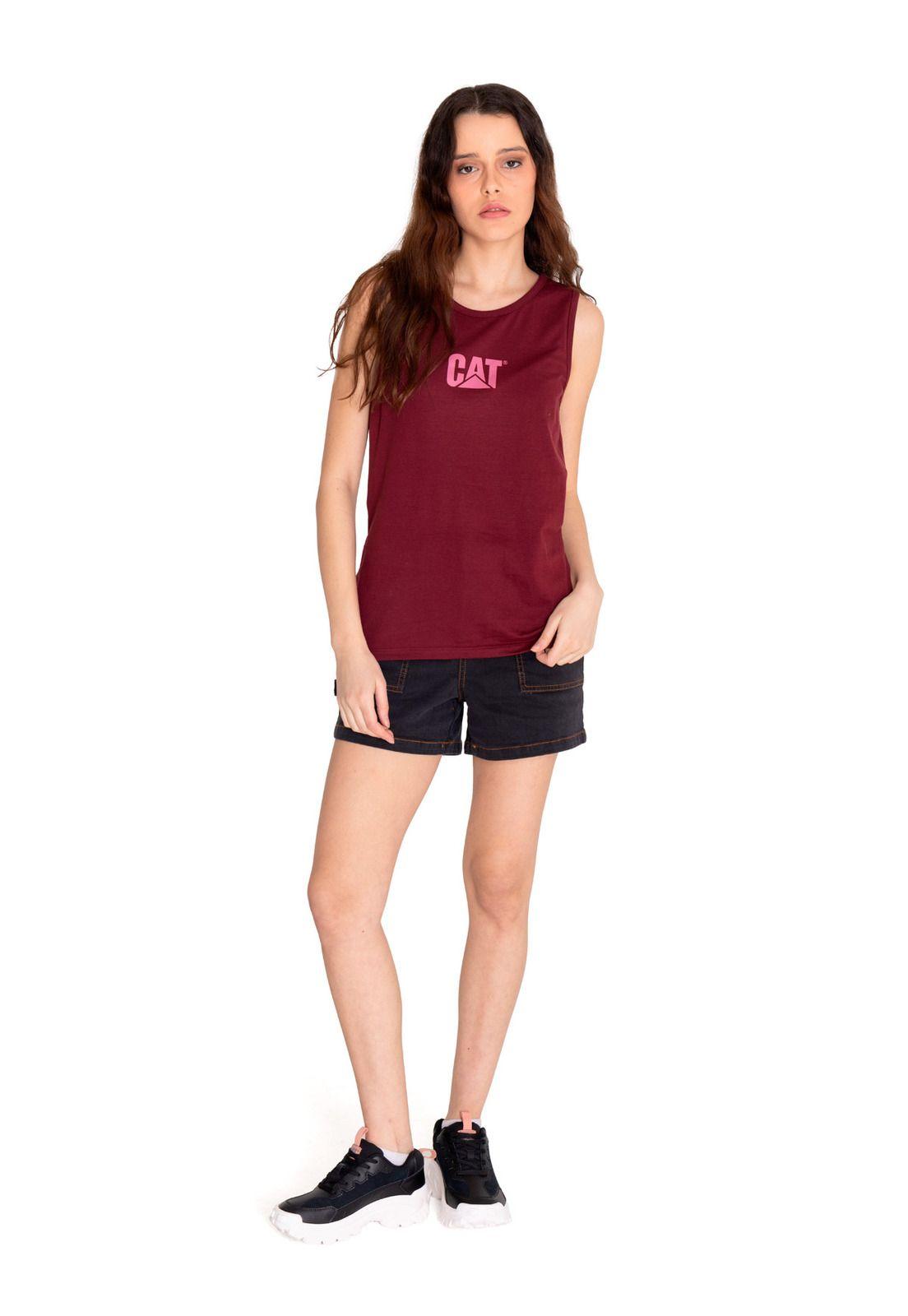 Polera Sin Manga Mujer Caterpillar LogoTank Rojo-5