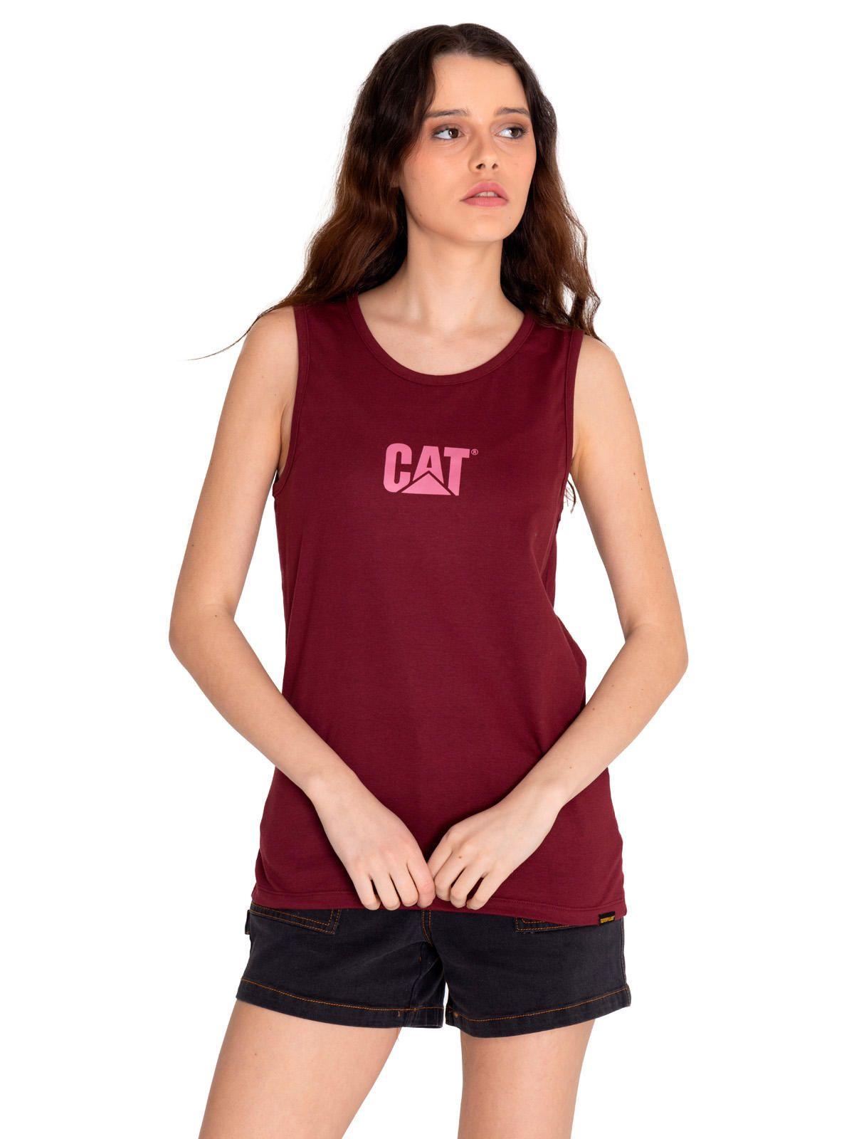 Polera Sin Manga Mujer Caterpillar LogoTank Rojo-3