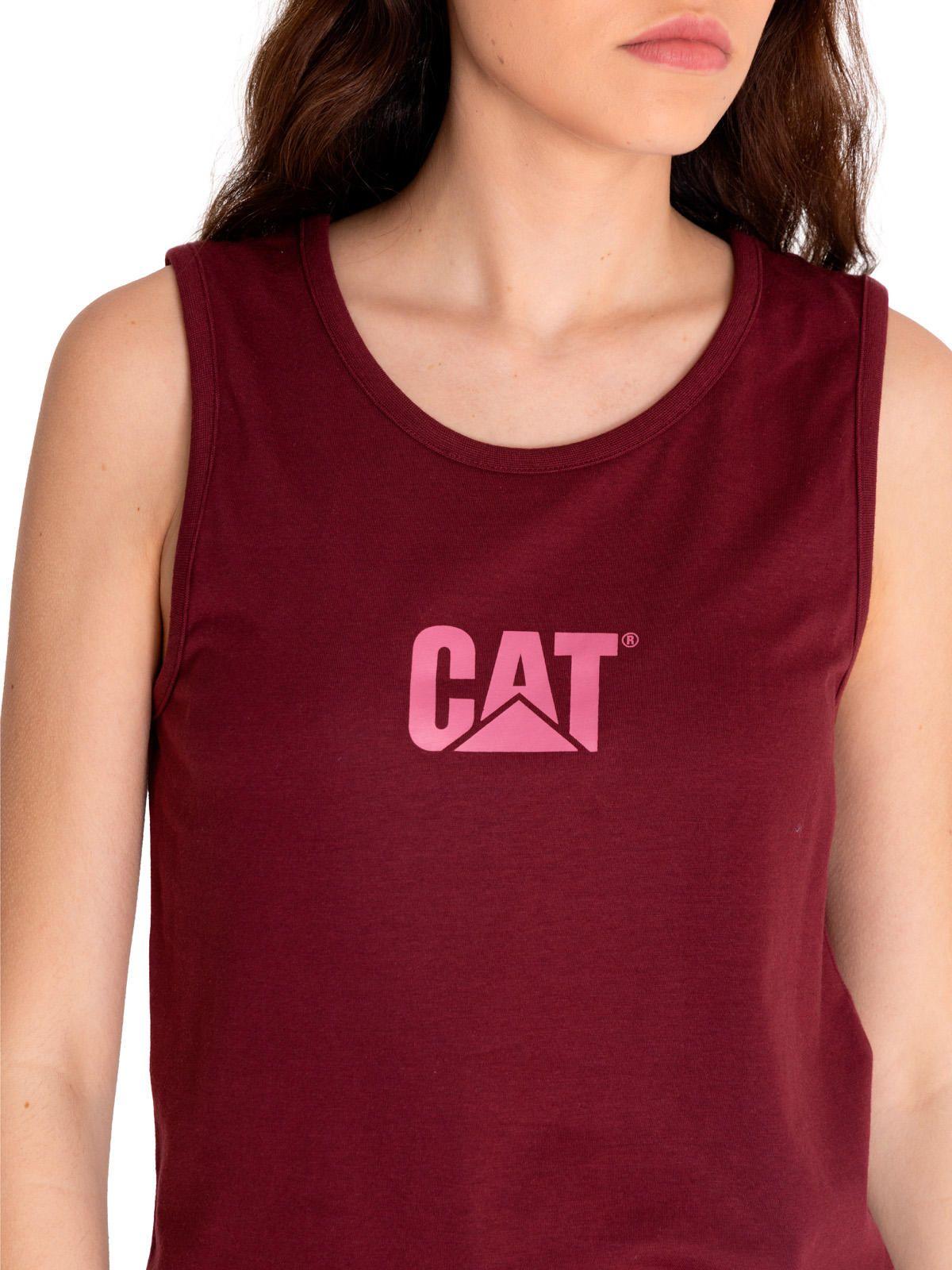 Polera Sin Manga Mujer Caterpillar LogoTank Rojo-4