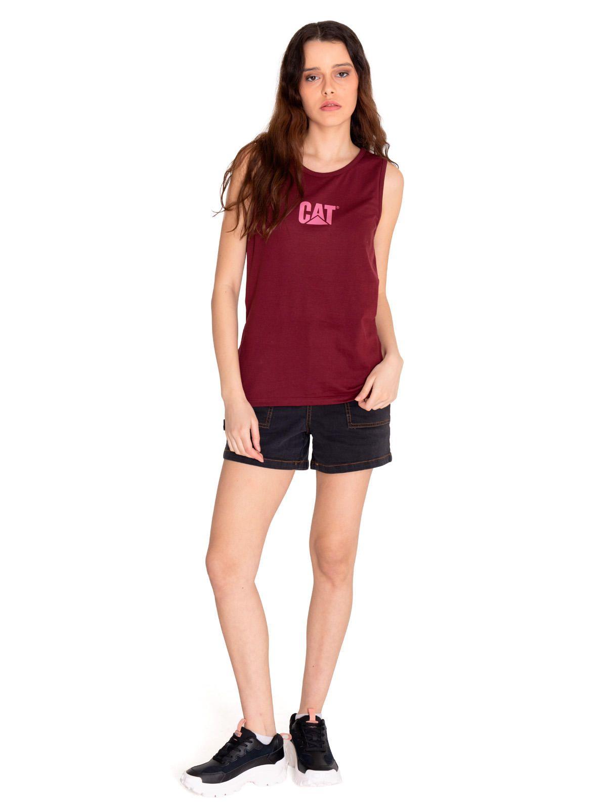 Polera Sin Manga Mujer Caterpillar LogoTank Rojo-5
