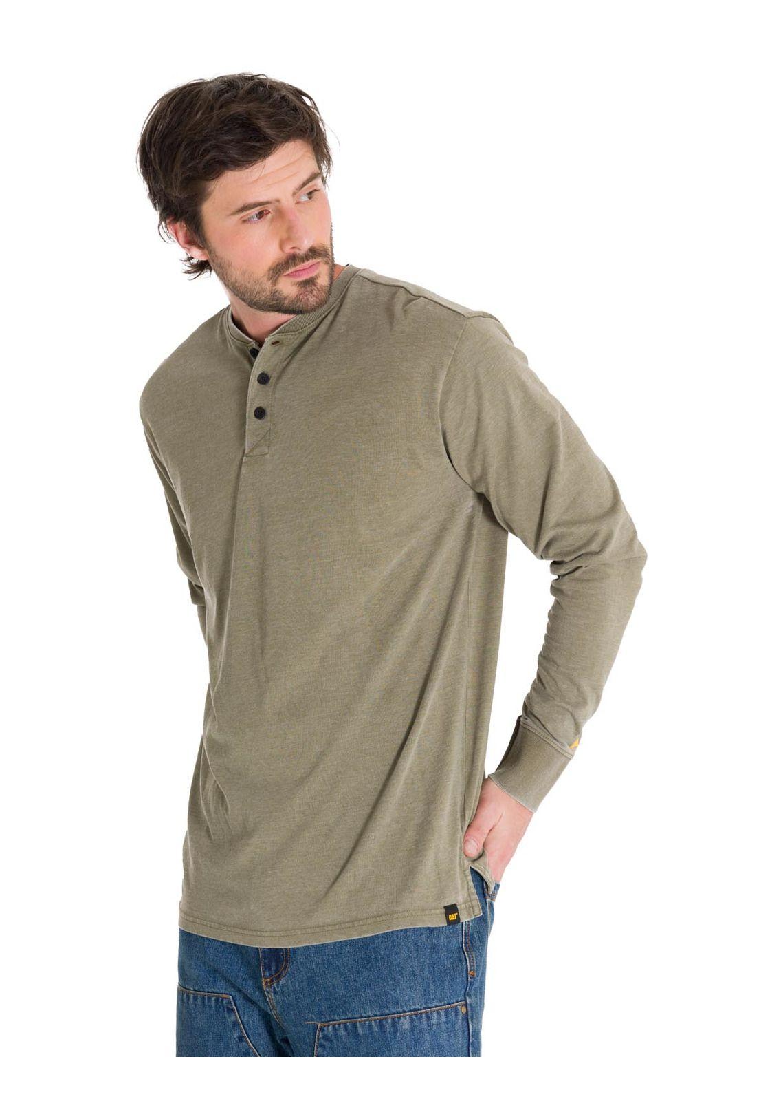 Polera Burnout Henley Hombre Verde-1