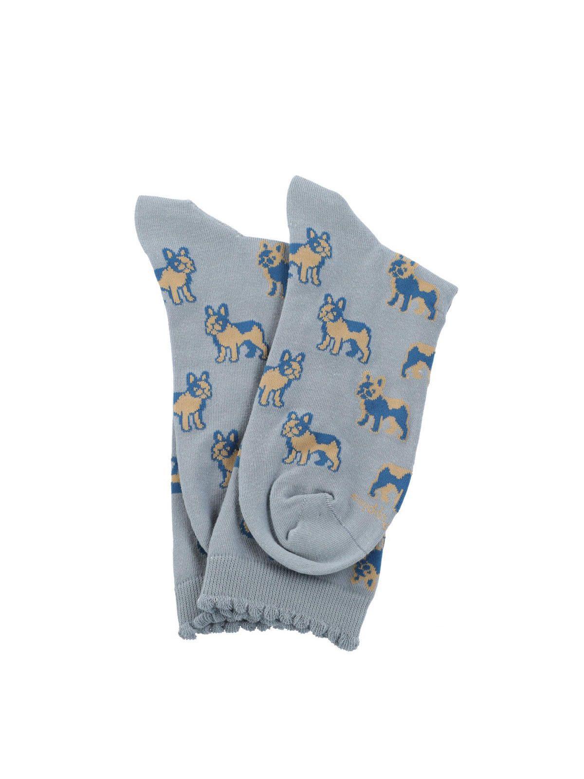 Calcetín Algodón Mujer C St Pug Celeste-2