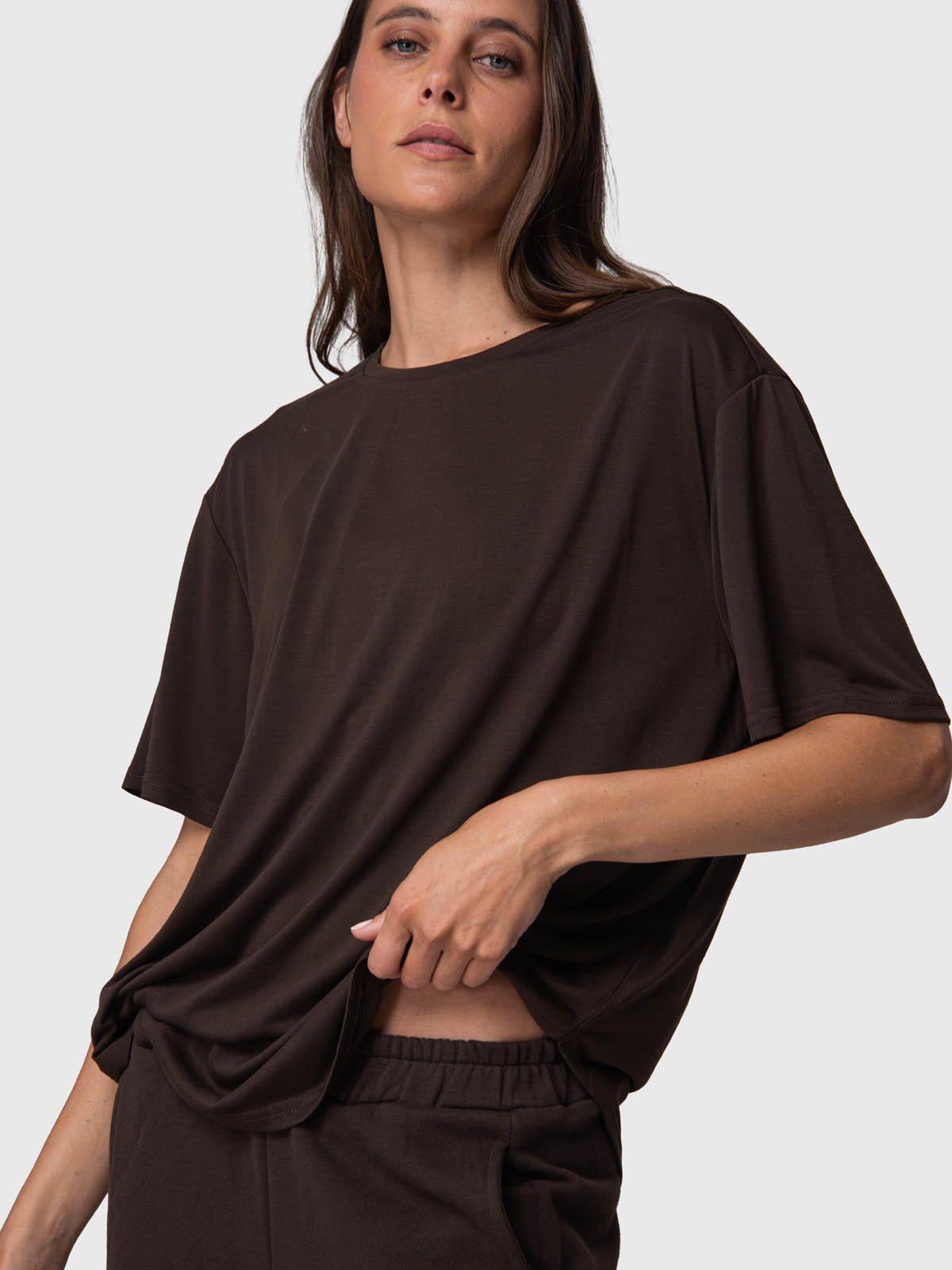 Polera Manga Corta Mujer T Shirt Mila Rec Café-0