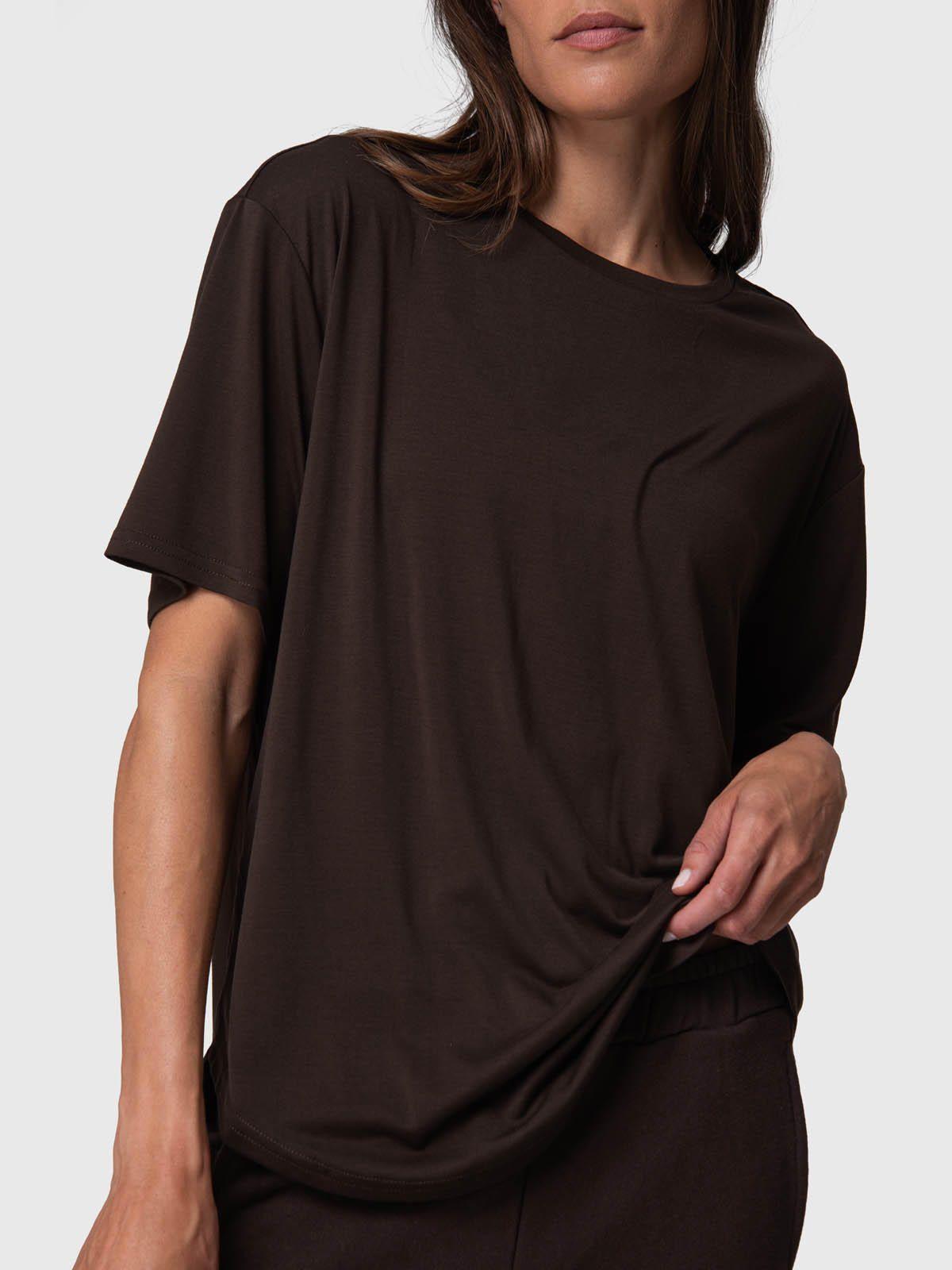 Polera Manga Corta Mujer T Shirt Mila Rec Café-3