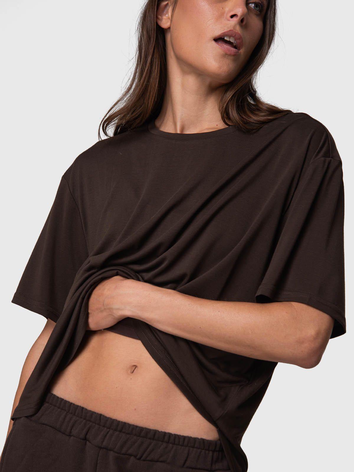 Polera Manga Corta Mujer T Shirt Mila Rec Café-4