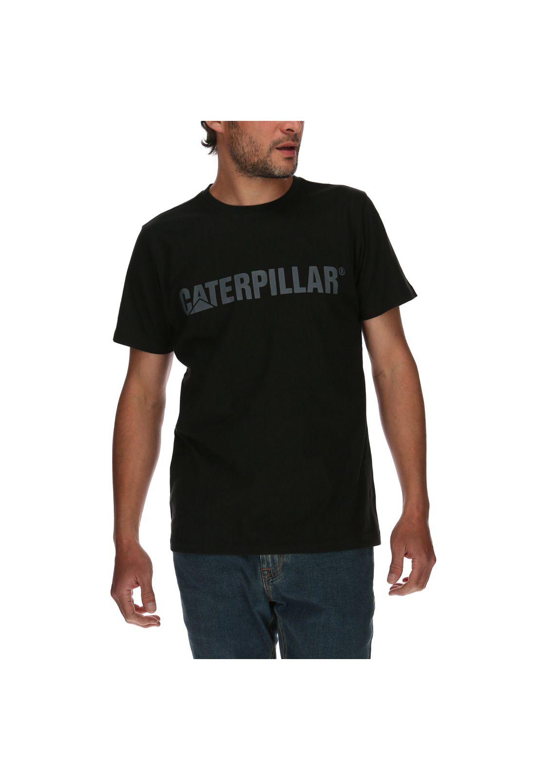 Polera Mc Hombre Slim Fit Caterpillar Logo Tee Algodón Negro-0
