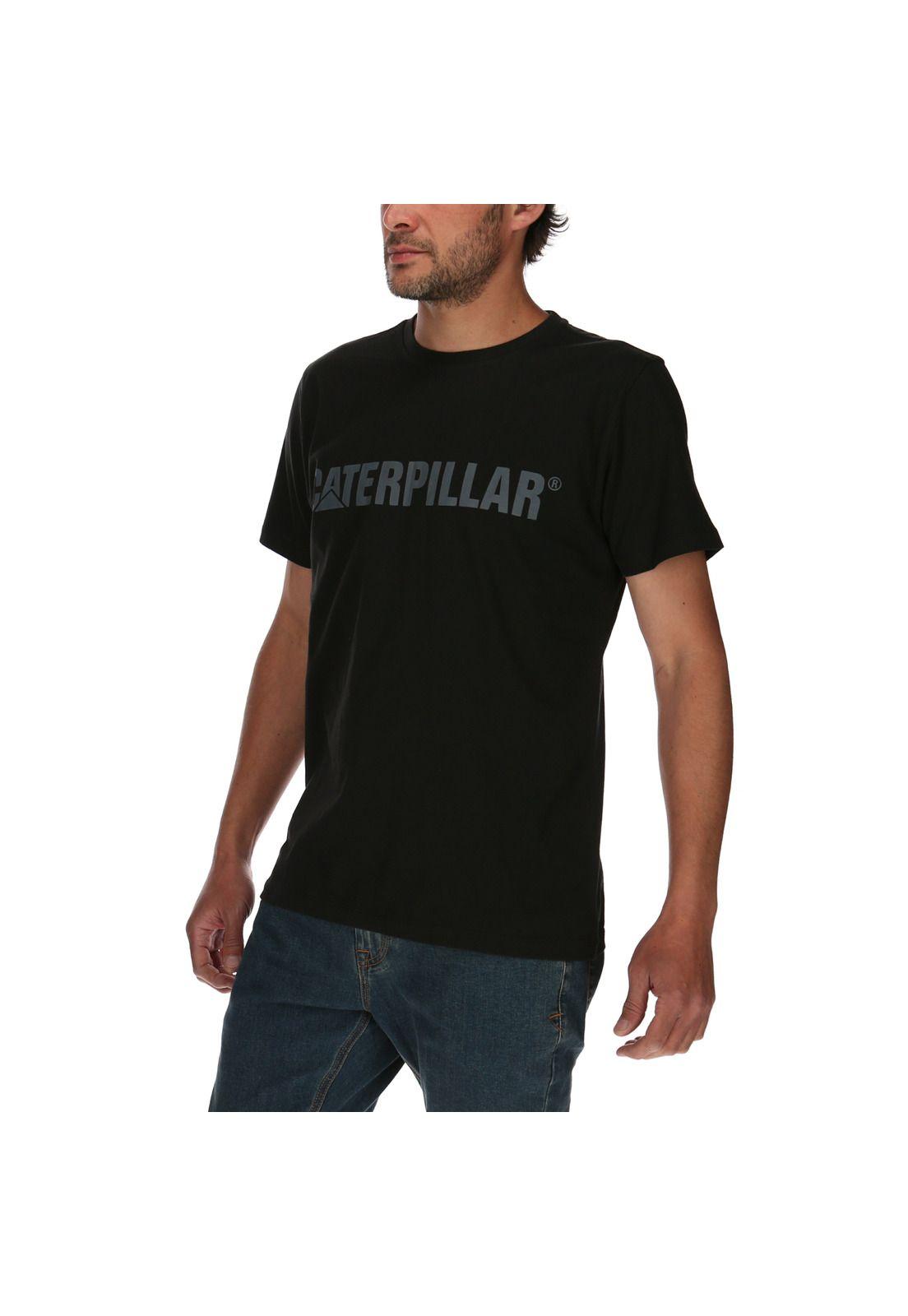 Polera Mc Hombre Slim Fit Caterpillar Logo Tee Algodón Negro-1