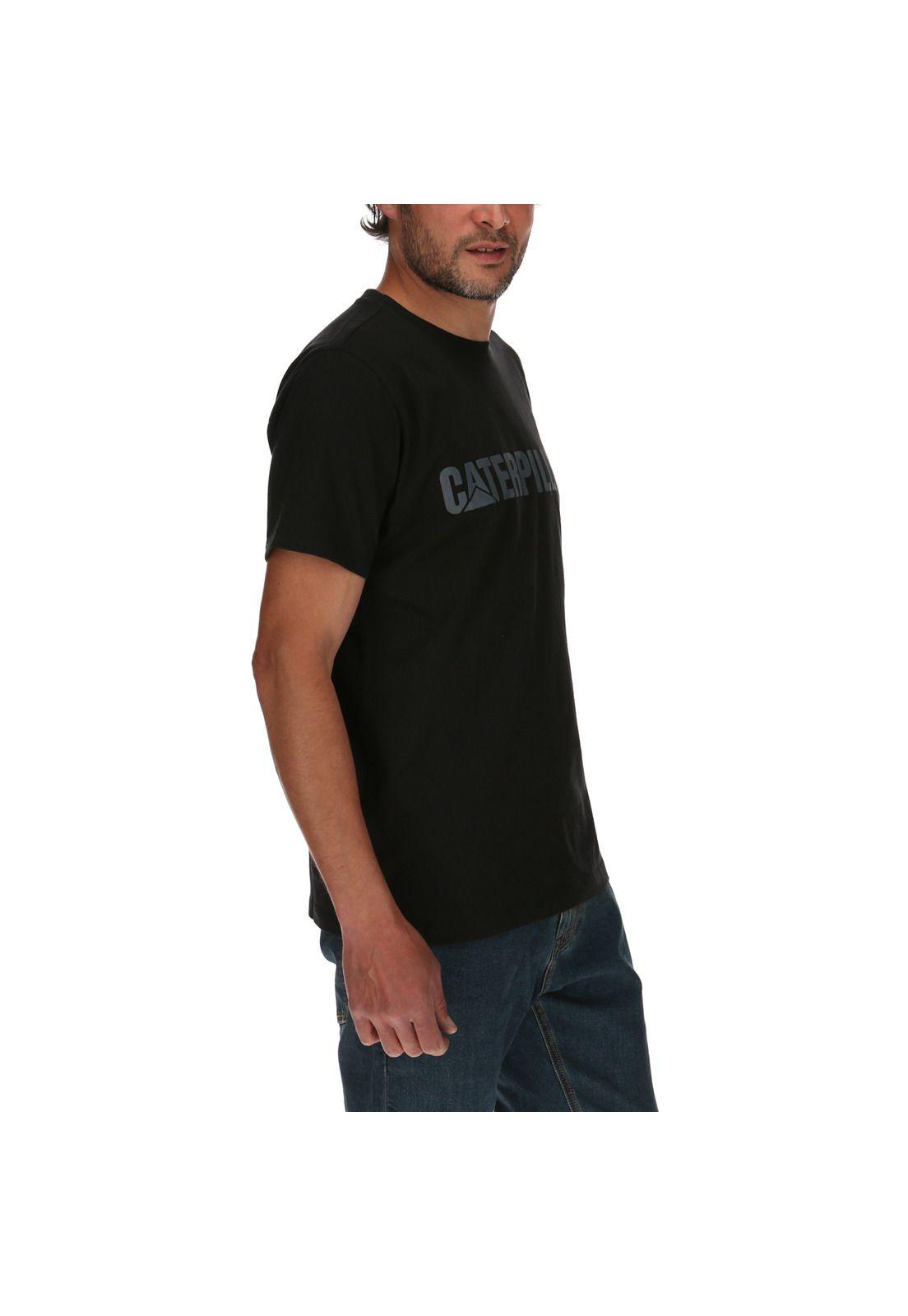 Polera Mc Hombre Slim Fit Caterpillar Logo Tee Algodón Negro-3