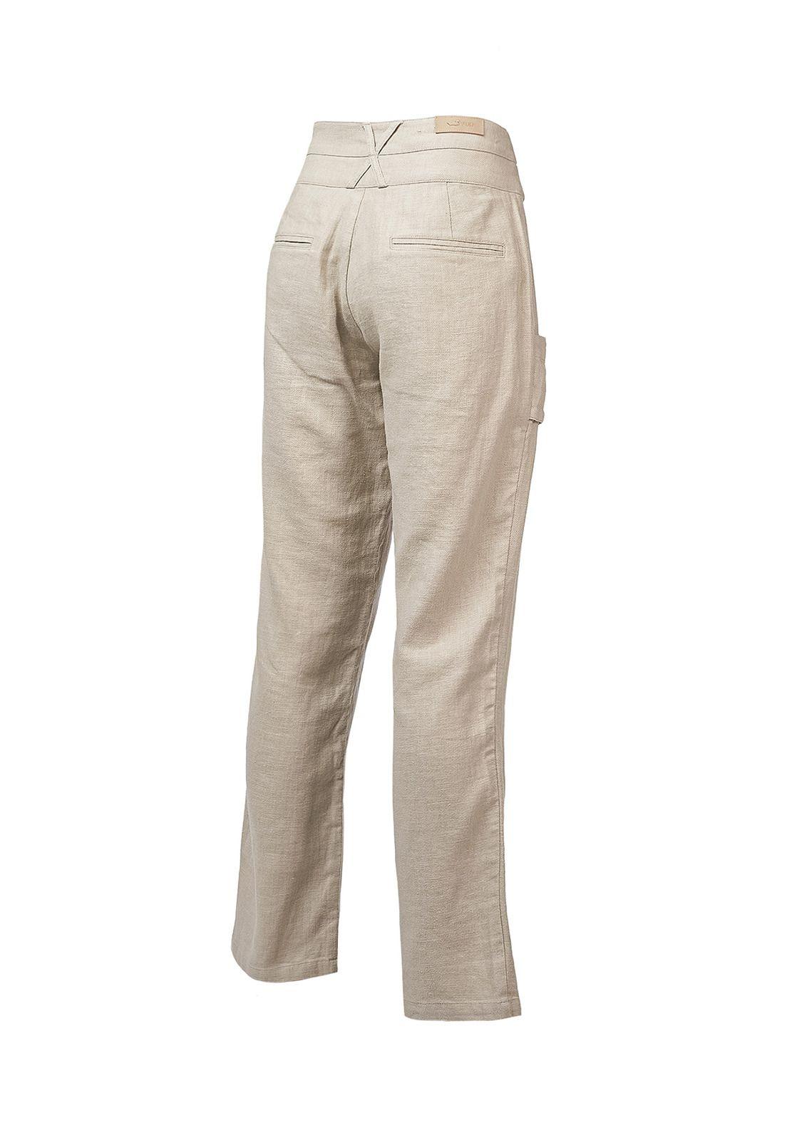 Pantalón Lino Orgánico Amiro Arena Mujer-1