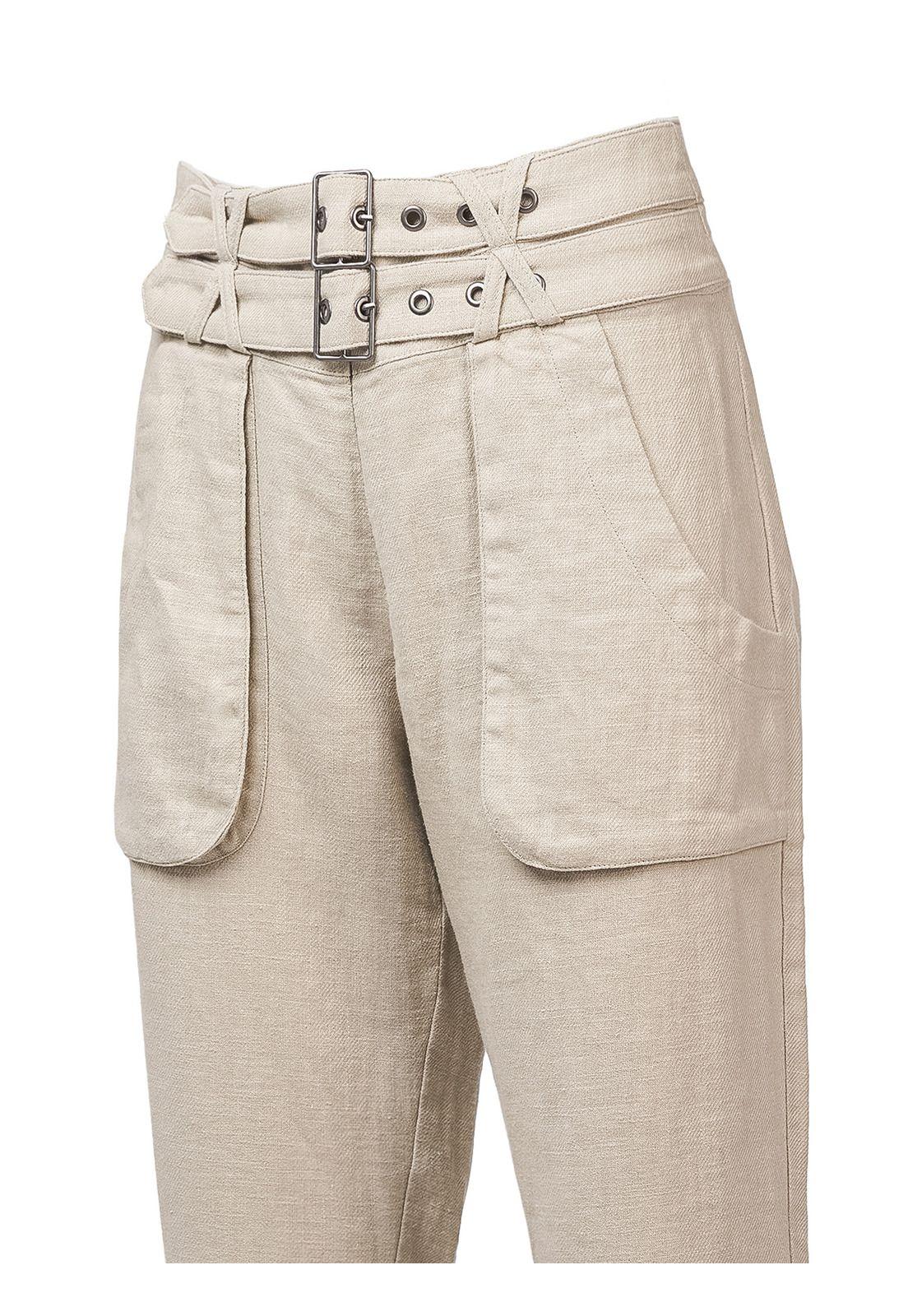 Pantalón Lino Orgánico Amiro Arena Mujer-3