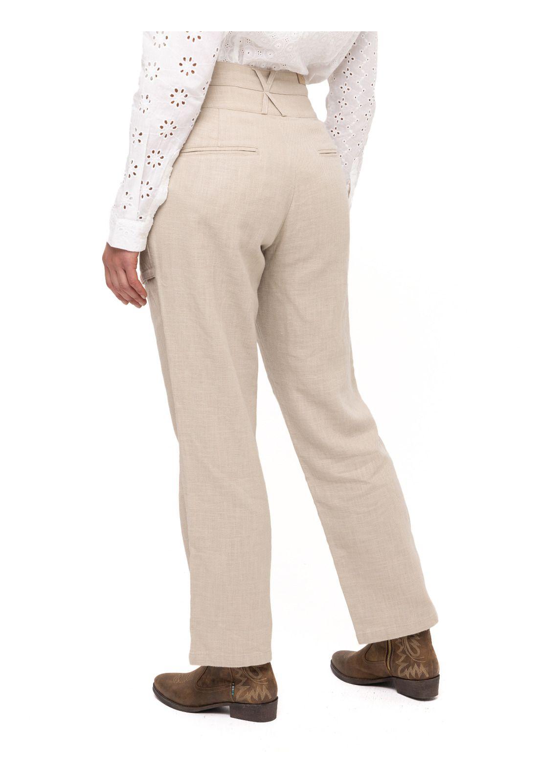 Pantalón Lino Orgánico Amiro Arena Mujer-5