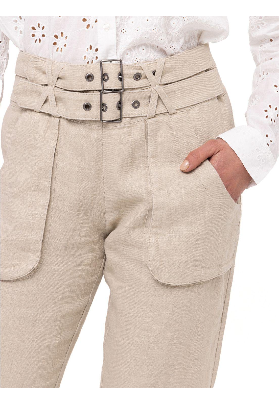 Pantalón Lino Orgánico Amiro Arena Mujer-7