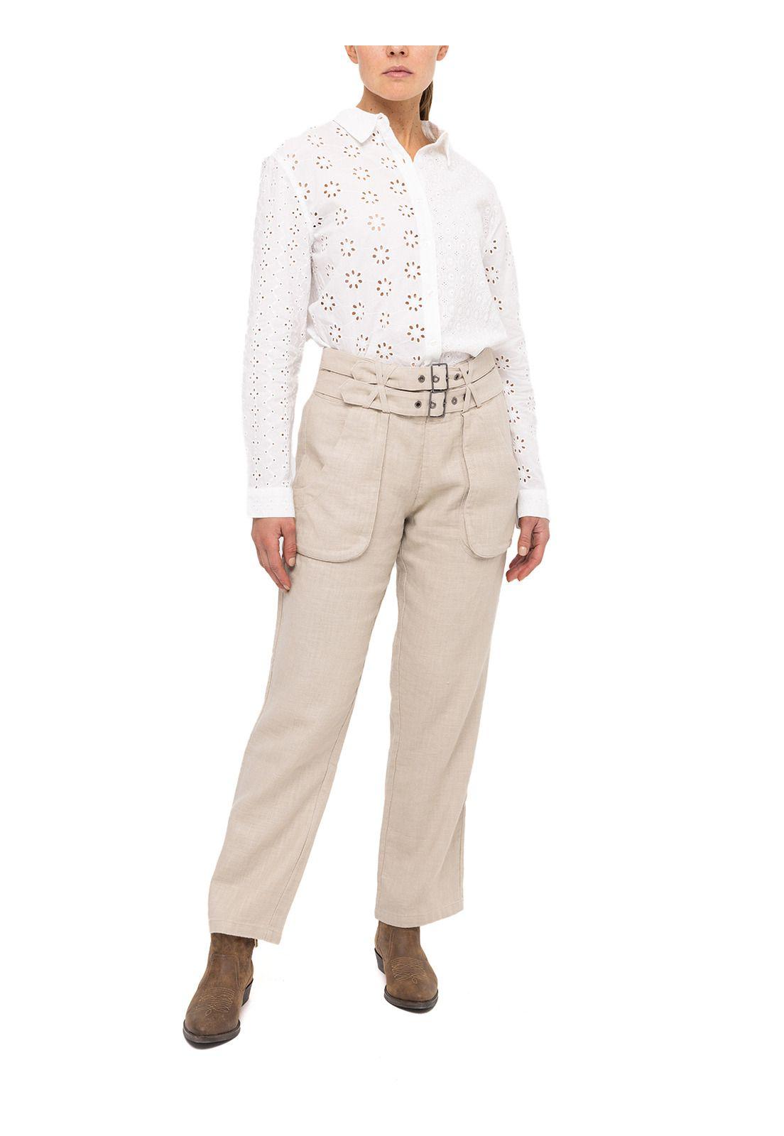 Pantalón Lino Orgánico Amiro Arena Mujer-8