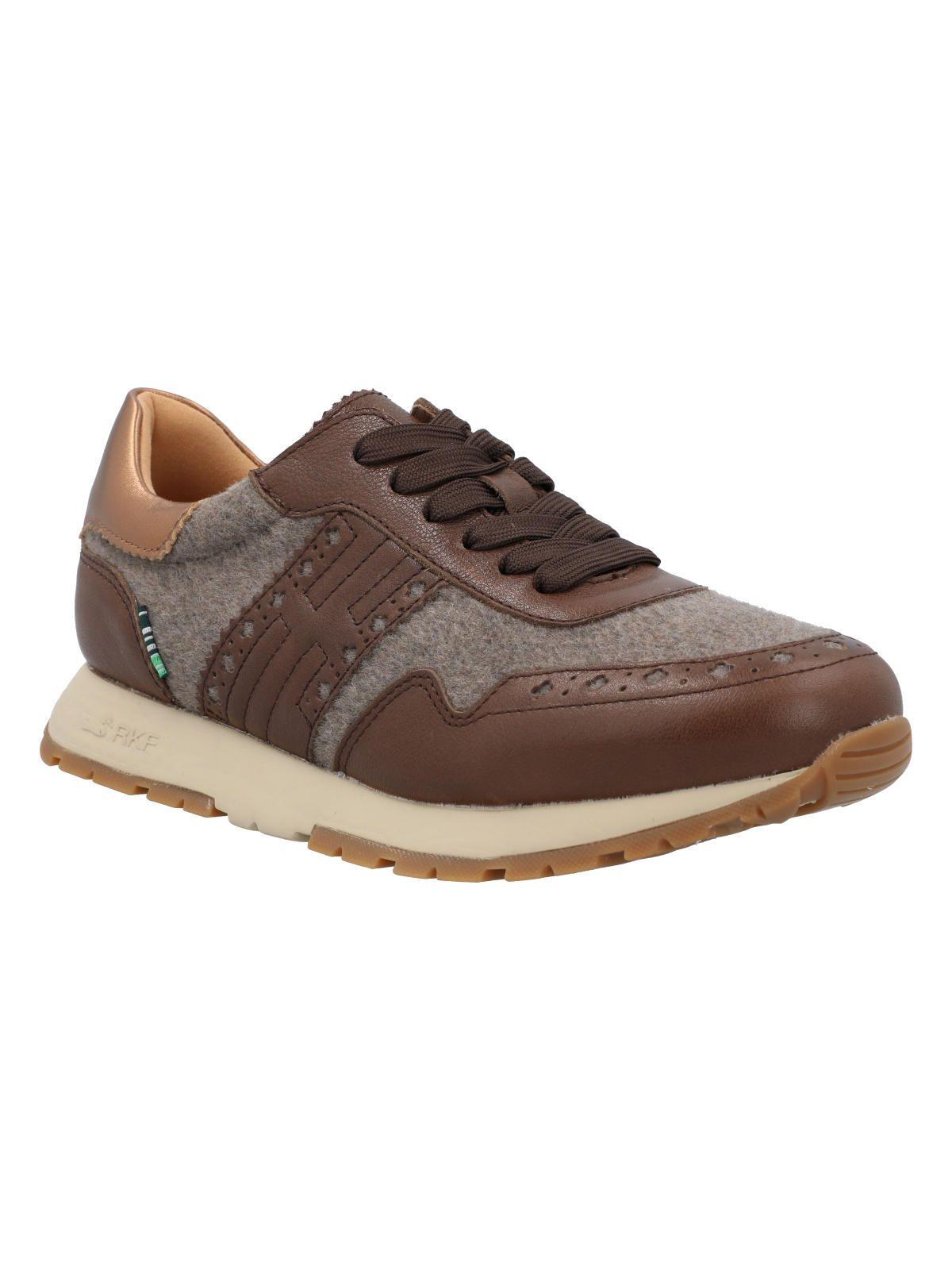 Zapatilla Cuero Mujer Bonete Café-1