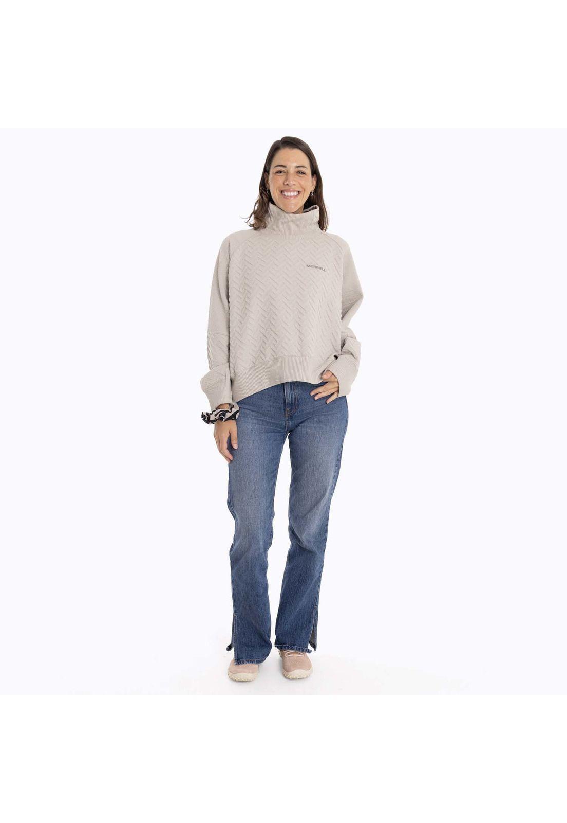 Chaleco Mujer Crooked Sweatshirt Crema Merrell-7