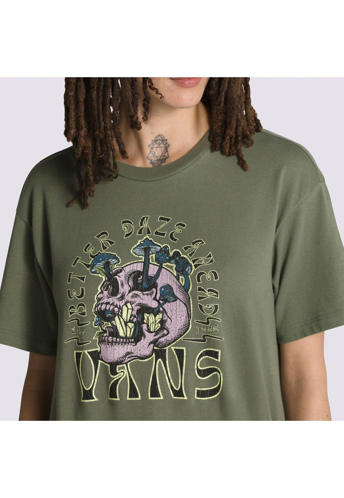 Polera Manga Corta Crystal Skull Verde Mujer-4