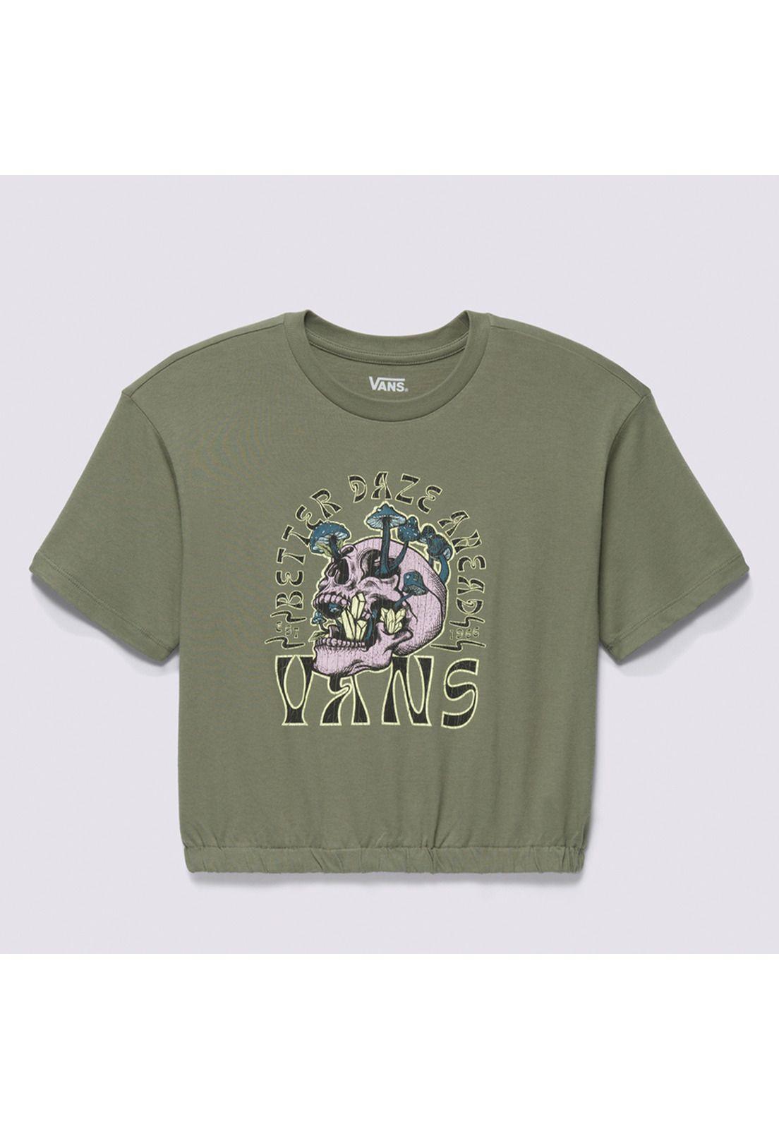 Polera Manga Corta Crystal Skull Verde Mujer-5