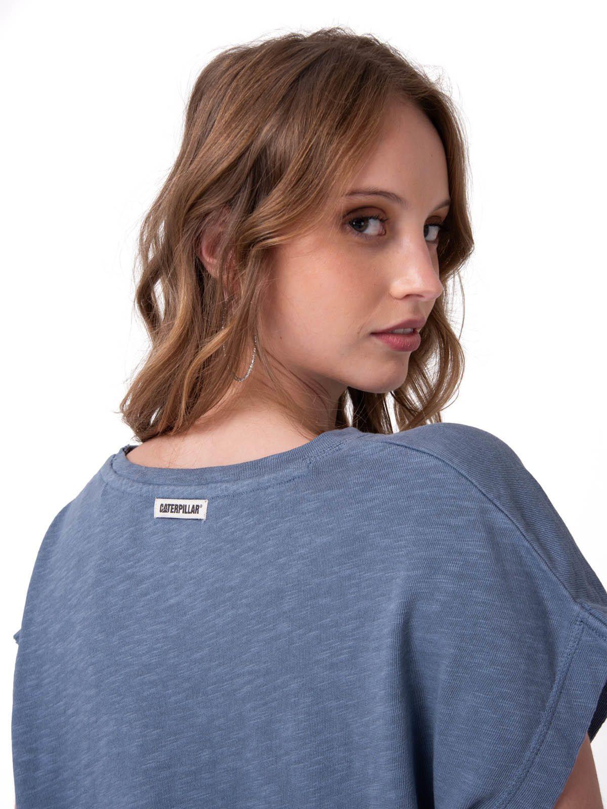 Polera Manga Corta Mujer Slub Knit Fashion Azul-3