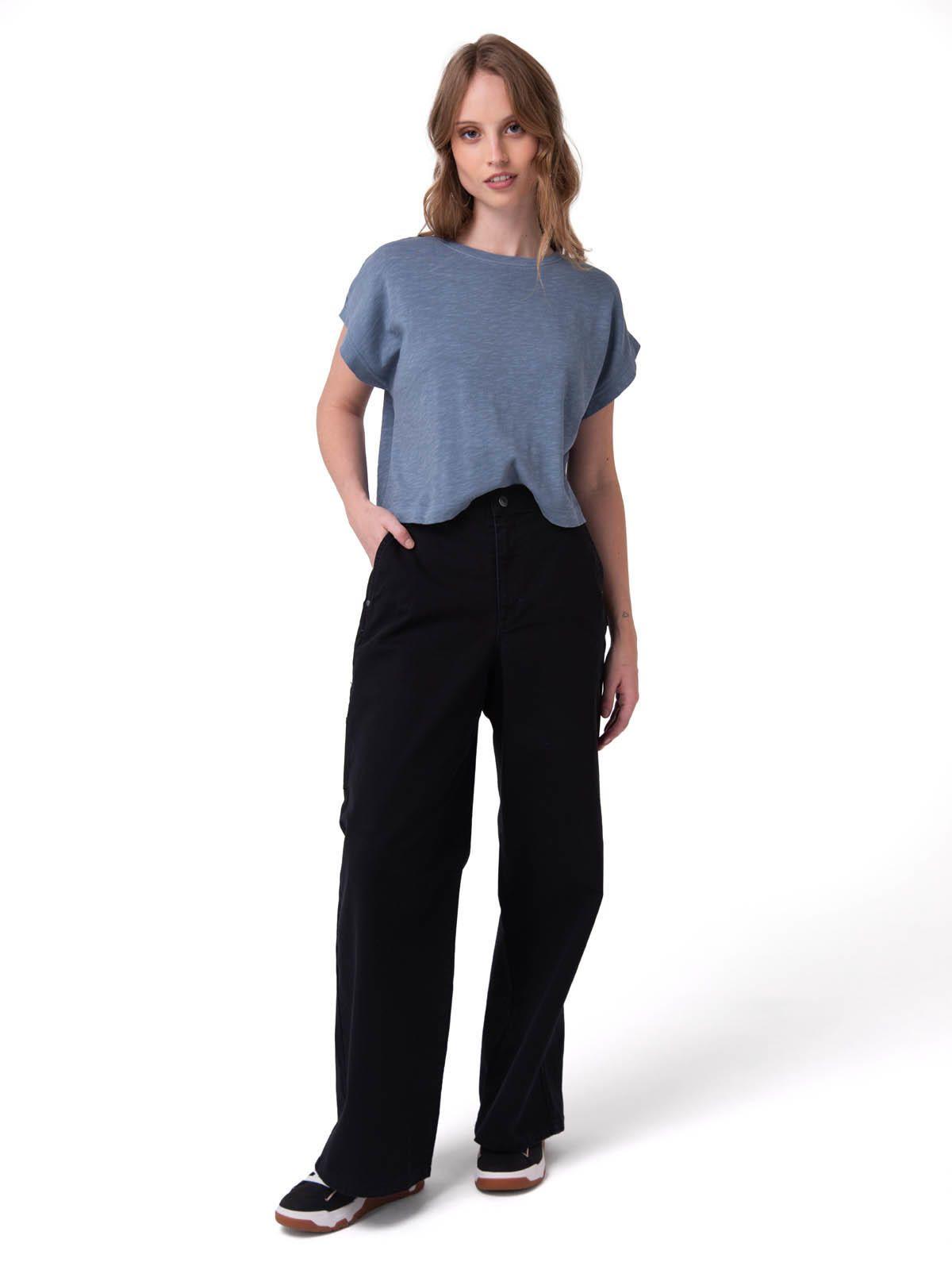 Polera Manga Corta Mujer Slub Knit Fashion Azul-4