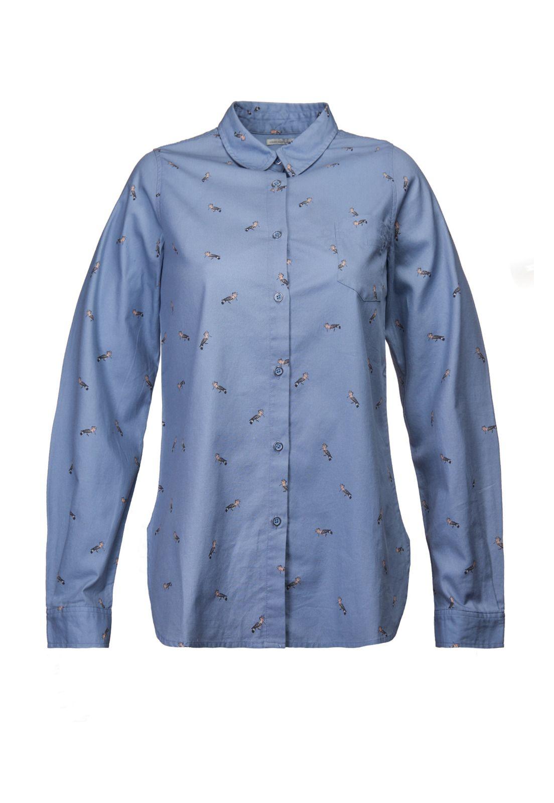Blusa M/L Mujer Print Azul Petróleo-0
