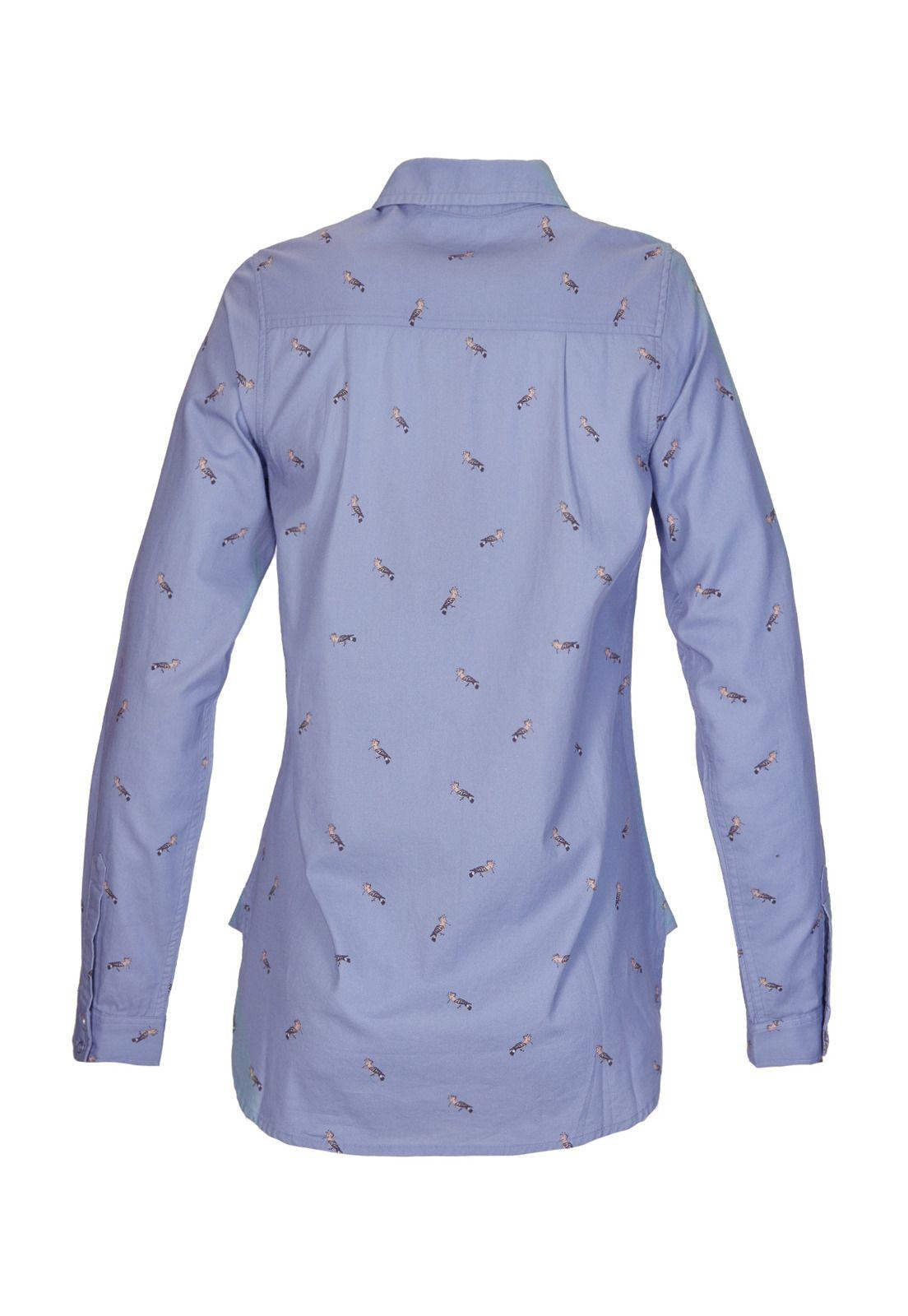 Blusa M/L Mujer Print Azul Petróleo-1