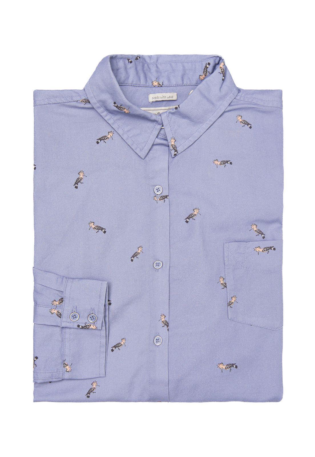 Blusa M/L Mujer Print Azul Petróleo-3