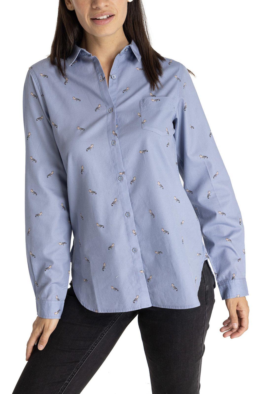 Blusa M/L Mujer Print Azul Petróleo-4