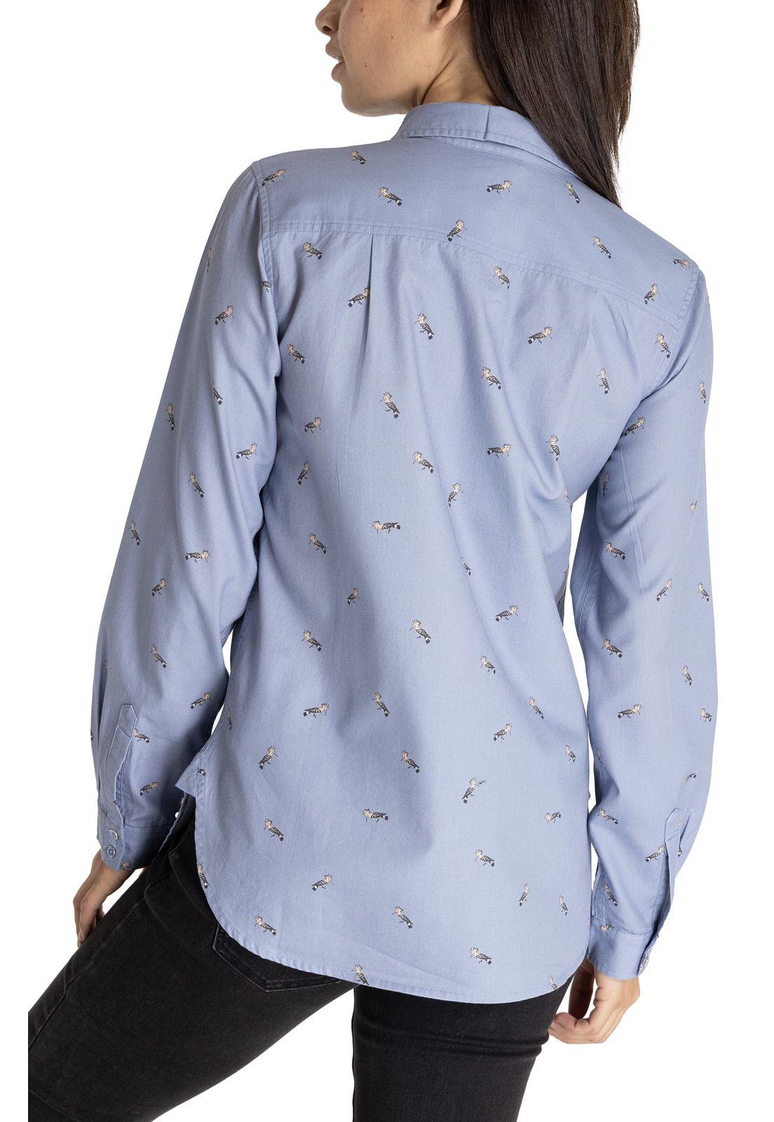Blusa M/L Mujer Print Azul Petróleo-5