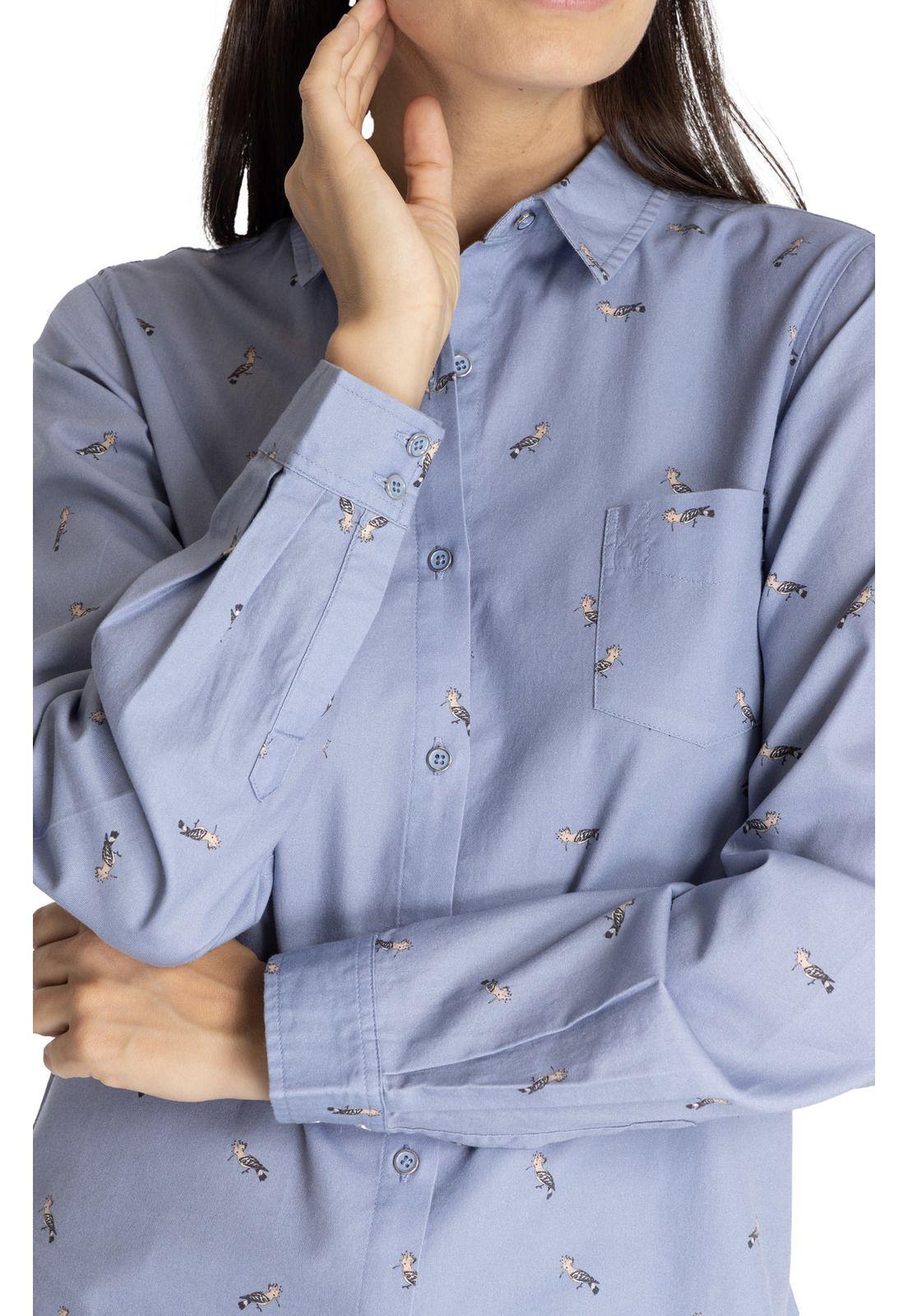 Blusa M/L Mujer Print Azul Petróleo-7