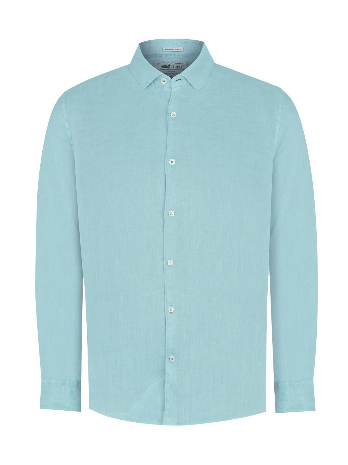 Camisa Lino Orgánico Turquesa Linenpro Hombre -0