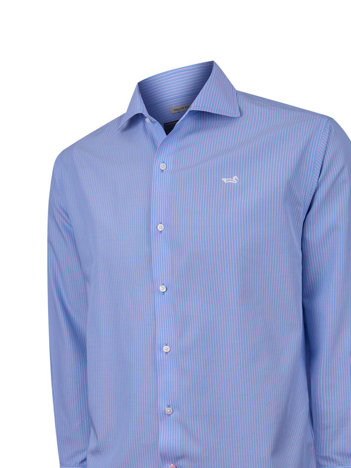 Camisa Cuello Italiano Hombre Wf Pc Azul-4