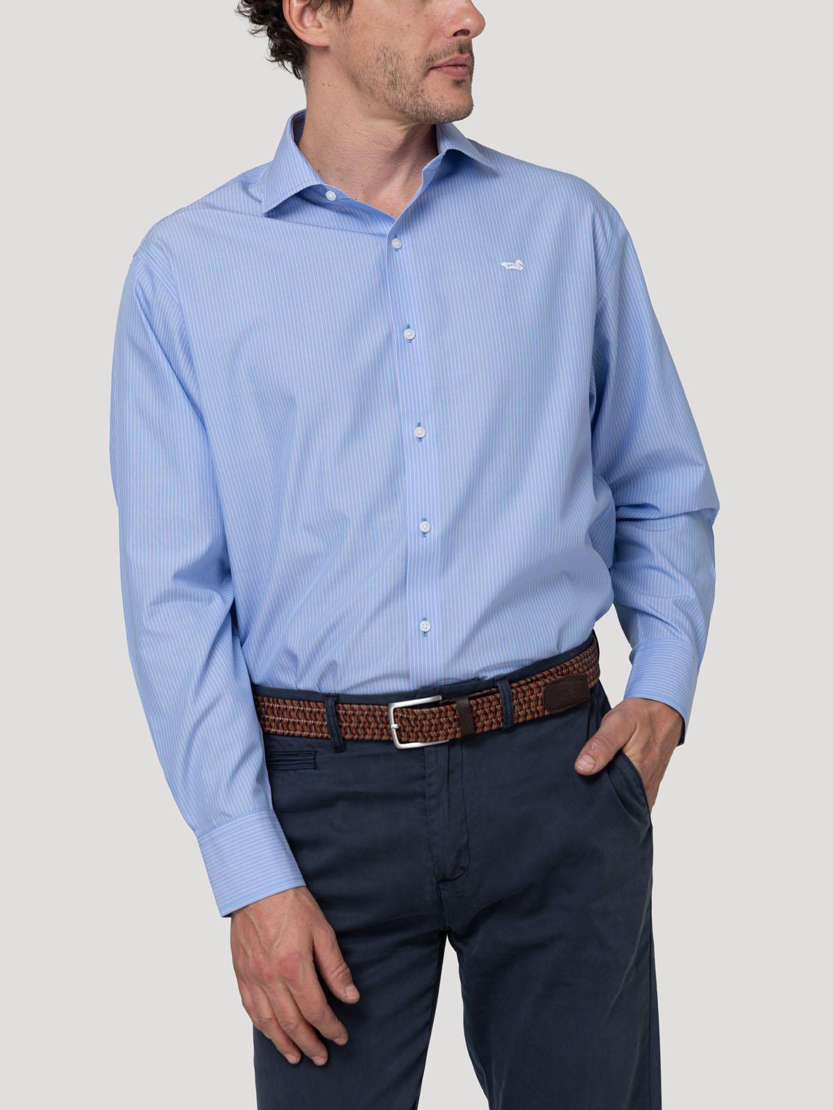 Camisa Cuello Italiano Hombre Wf Pc Azul-6